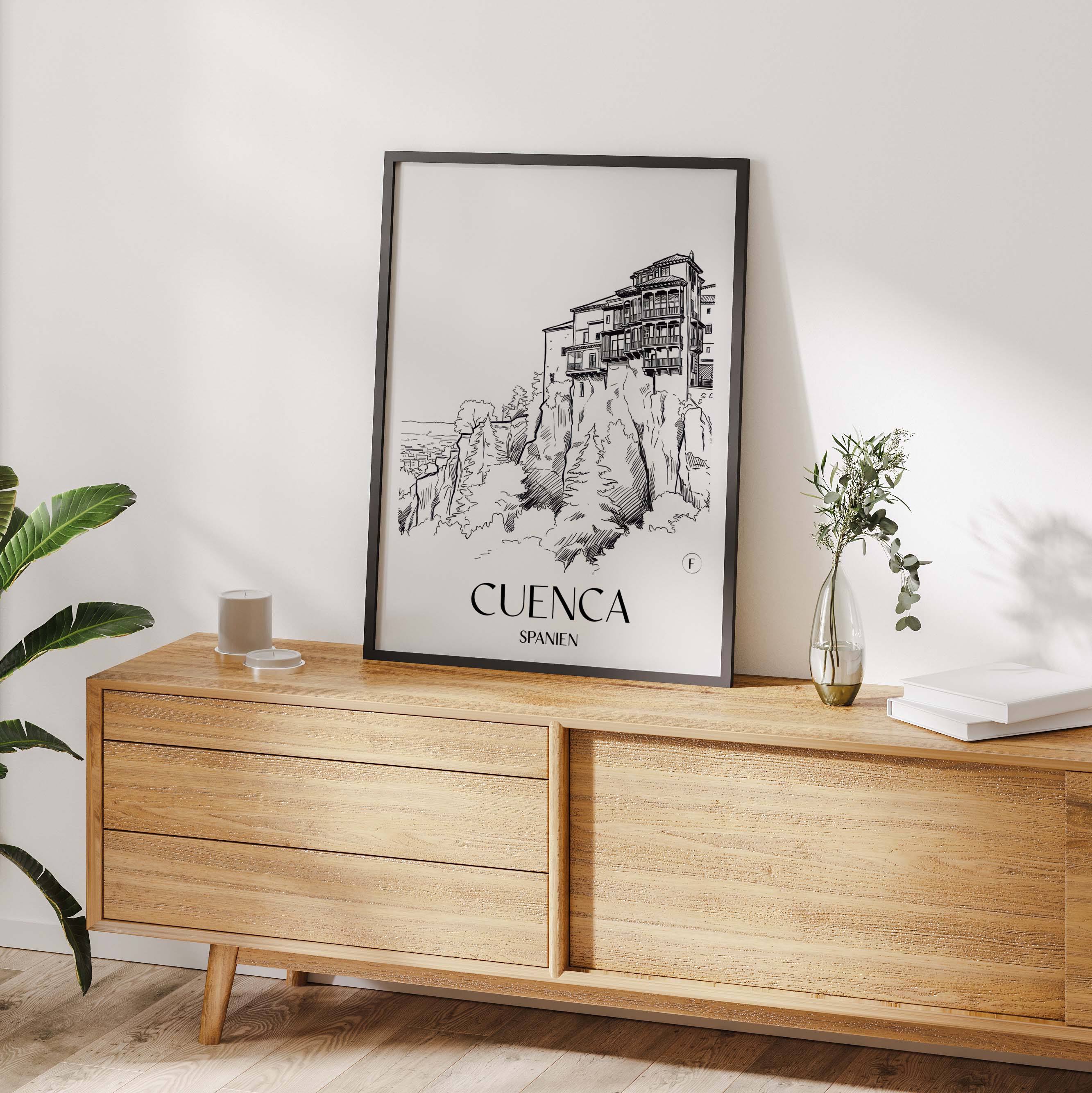 cuenca-spanien-spanien-poster-skizze