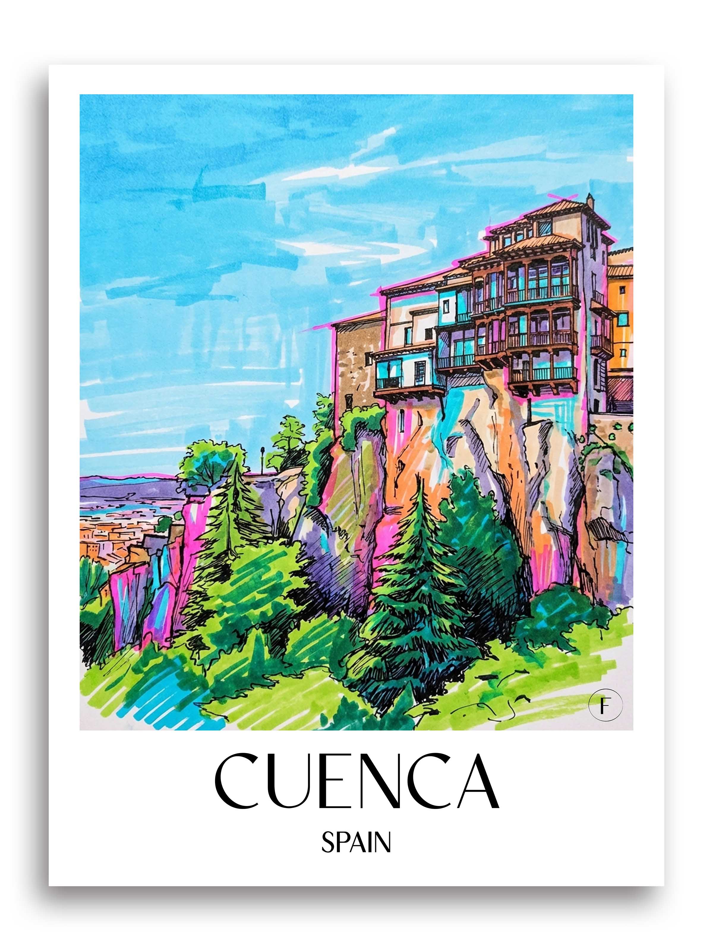 Cuenca Poster - Spanien - Spanien Kunstdruck - Tag Graffiti von A4 bis A1 - favplace