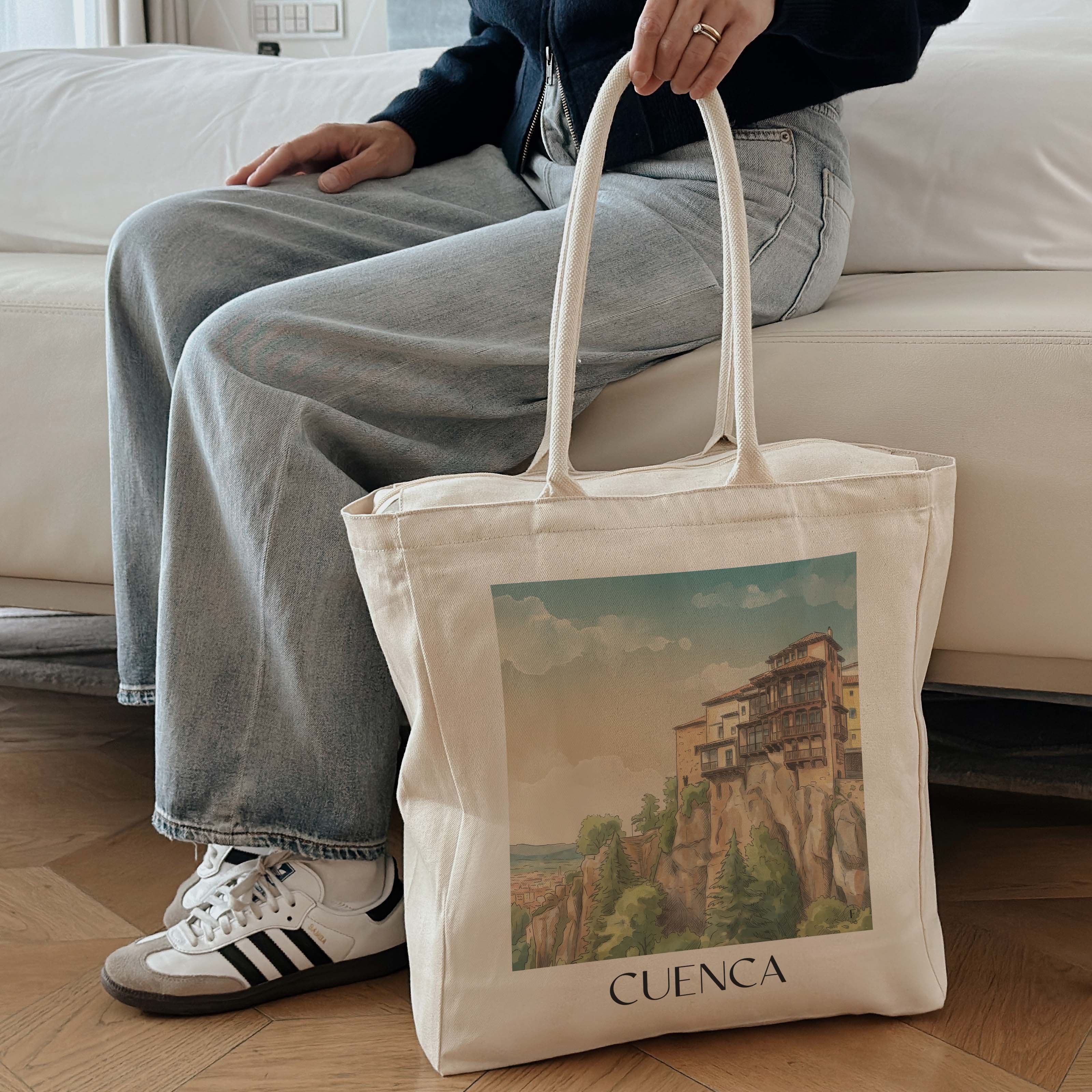 cuenca-spanien-spanien-einkaufstasche-aquarell