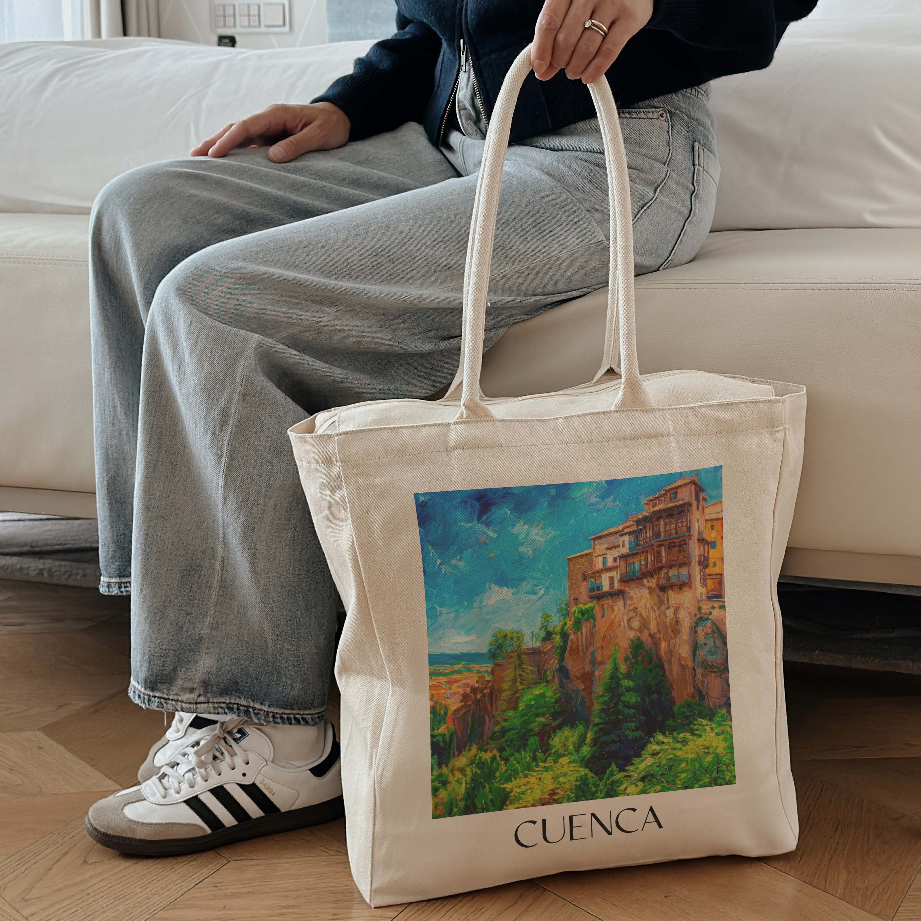 cuenca-spanien-spanien-einkaufstasche-oil-painting-oelgemaelde