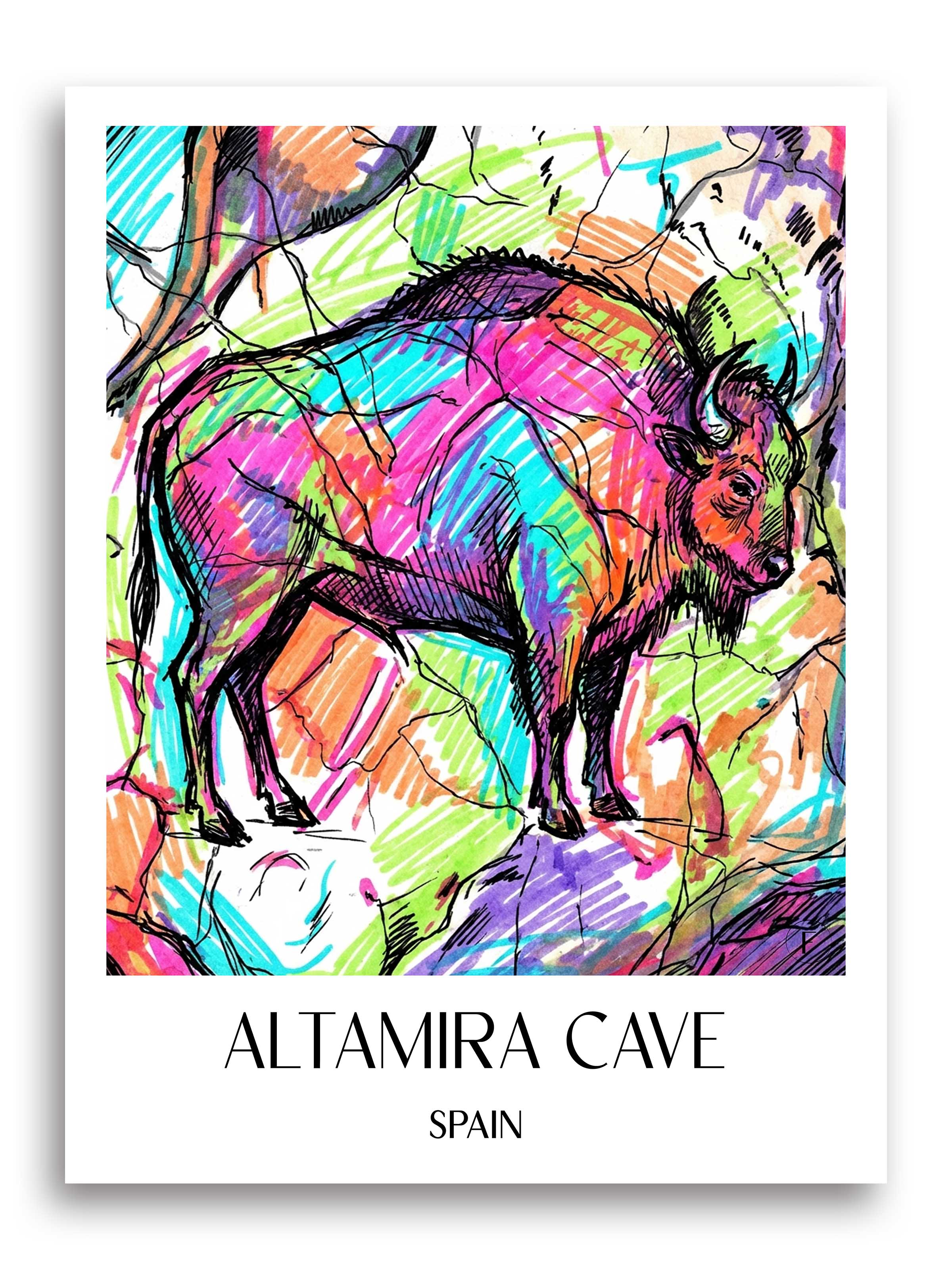Cueva de Altamira Poster - Spanien - Spanien Kunstdruck - Tag Graffiti von A4 bis A1 - favplace