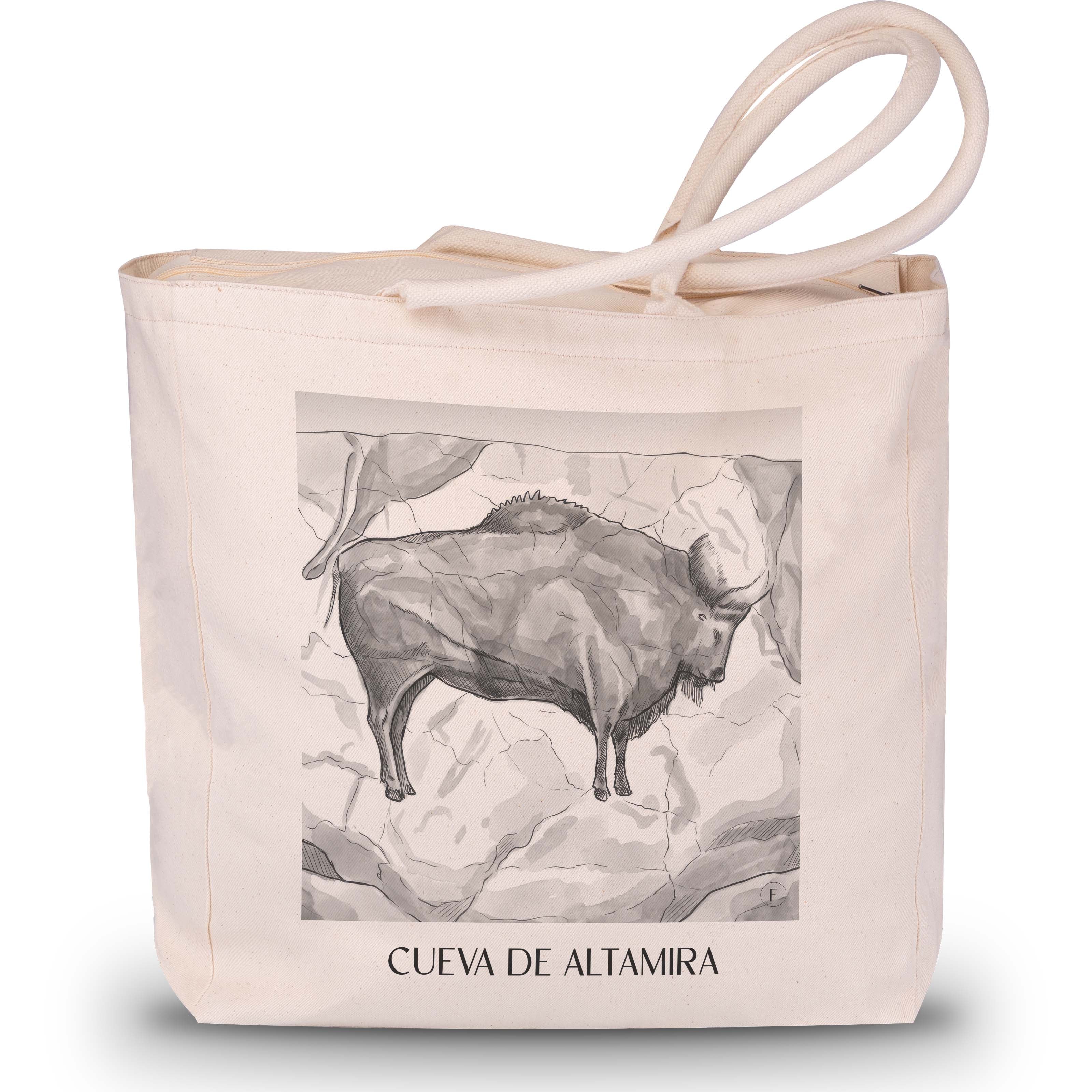 cueva-de-altamira-spanien-spanien-einkaufstasche-aquarell-schwarz-weiss