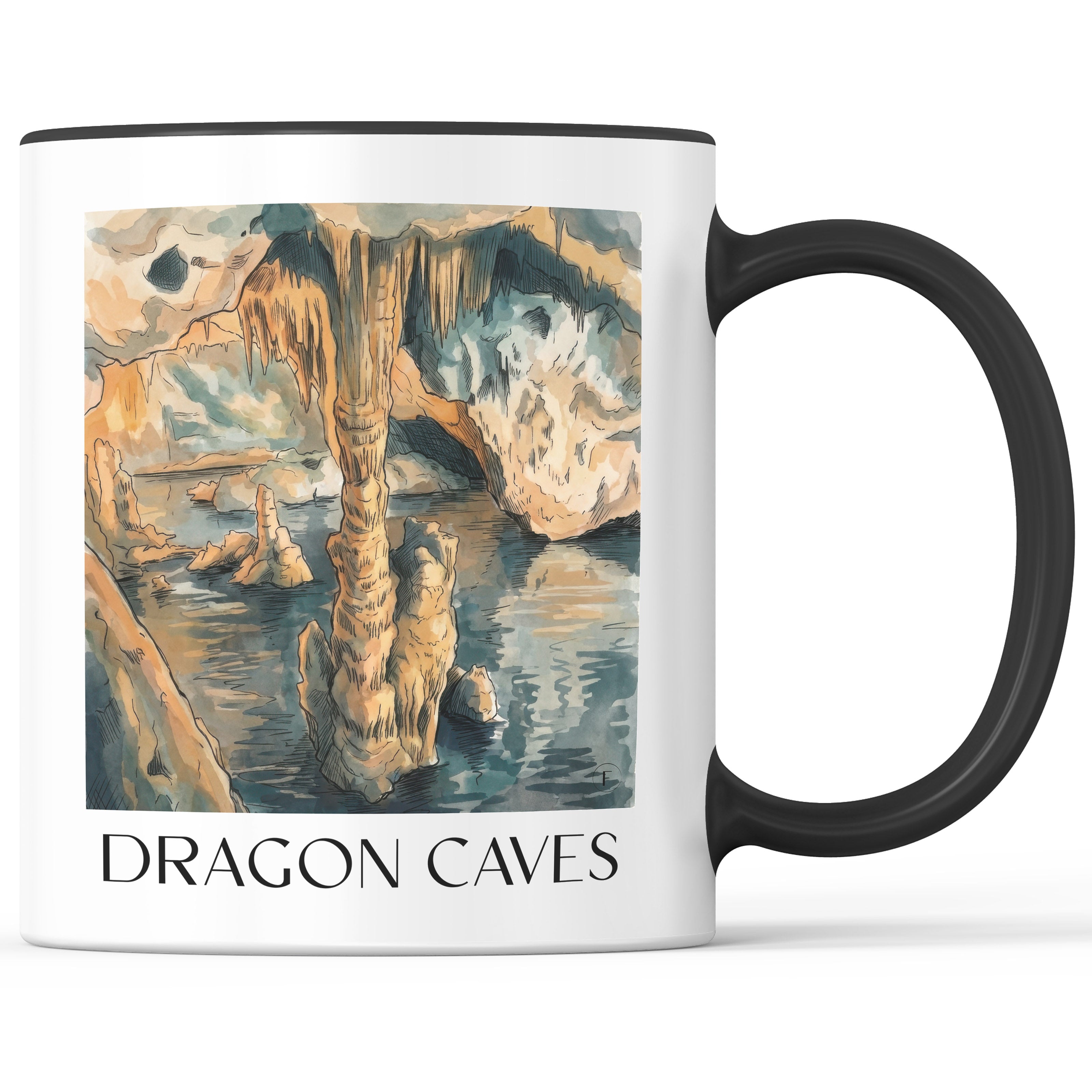 Cuevas del Drach Kaffeebecher - Mallorca - Spanien Becher - Kaffeetasse im Aquarell Stil - favplace