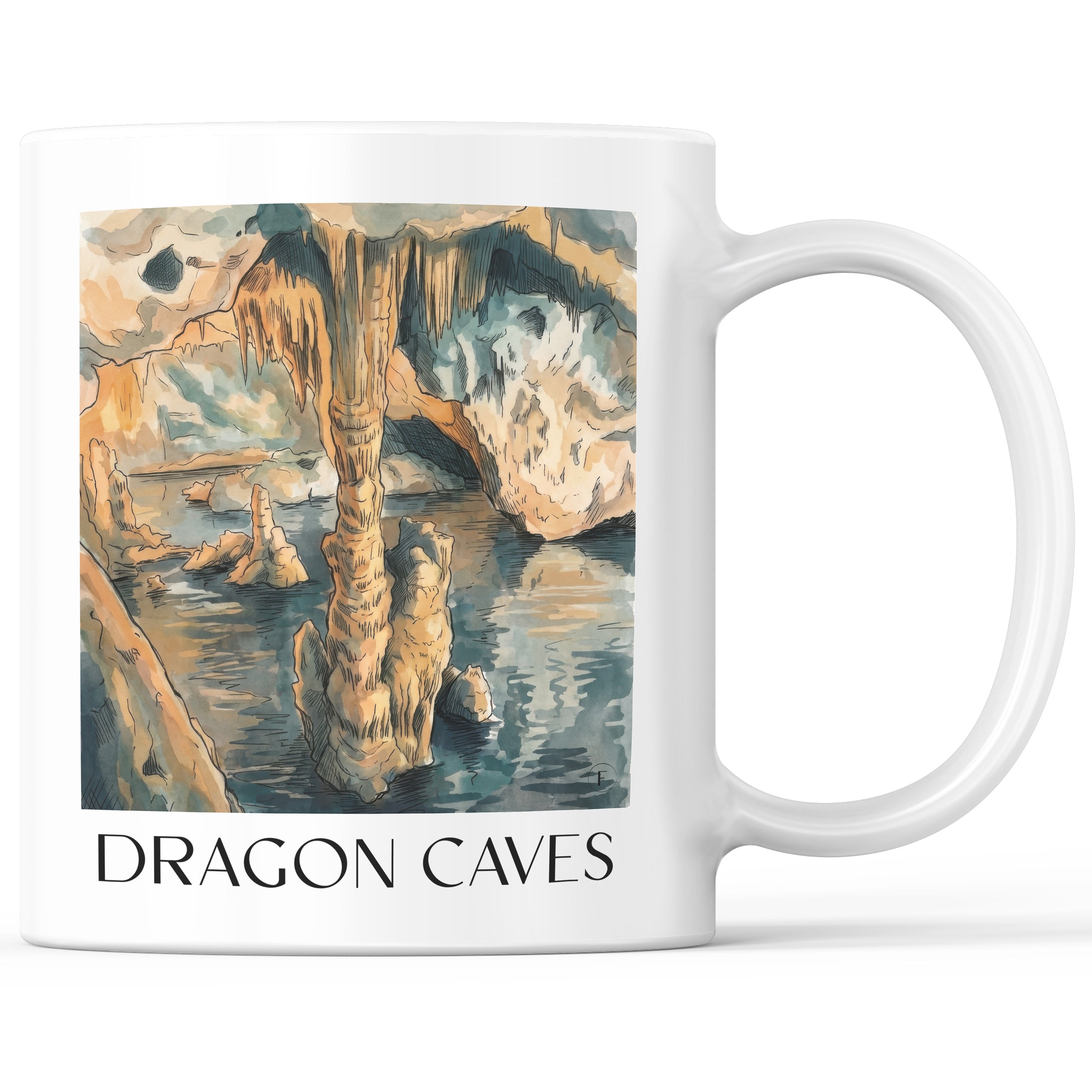 Cuevas del Drach Kaffeebecher - Mallorca - Spanien Becher - Kaffeetasse im Aquarell Stil - favplace