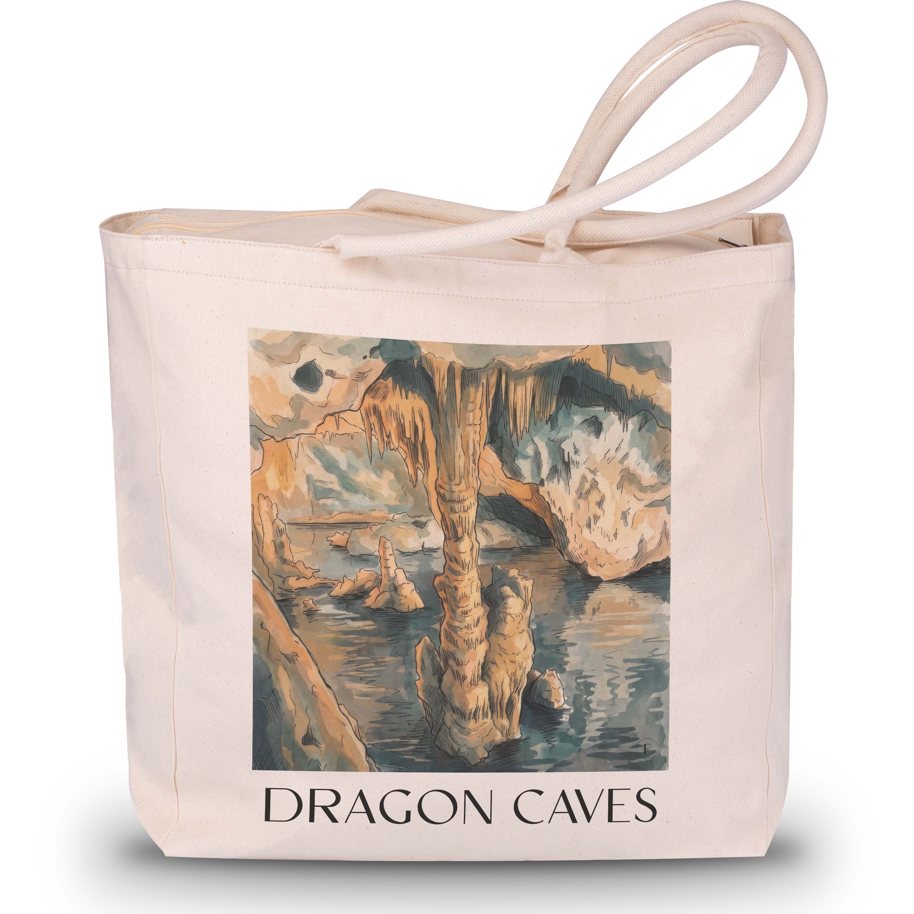 Cuevas del Drach Shopping Tasche - Mallorca - Spanien Tote Bag - Einkaufstasche im Aquarell Stil - favplace