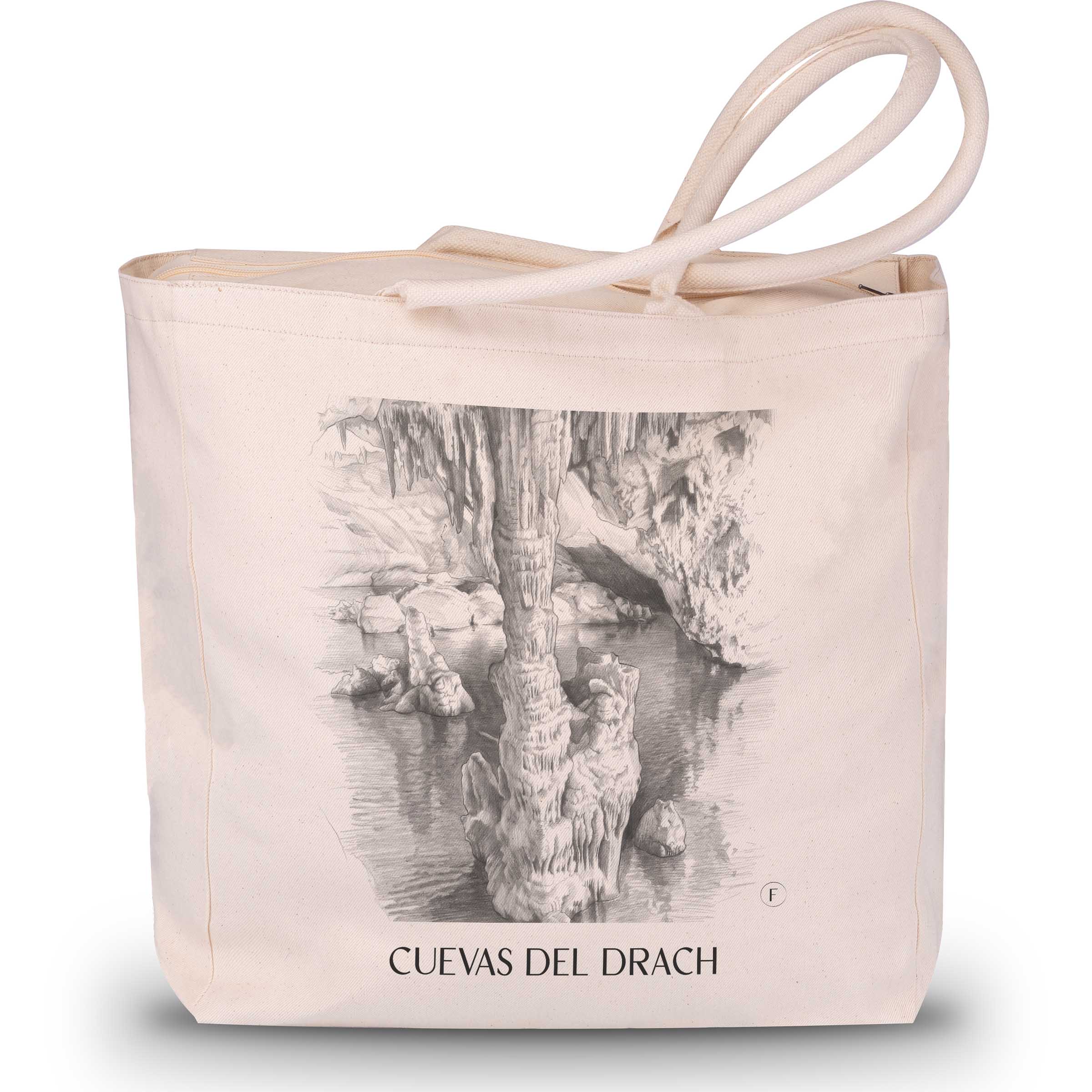 Cuevas del Drach Shopping Tasche - Mallorca - Spanien Tote Bag - Einkaufstasche im Zeichnung Stil