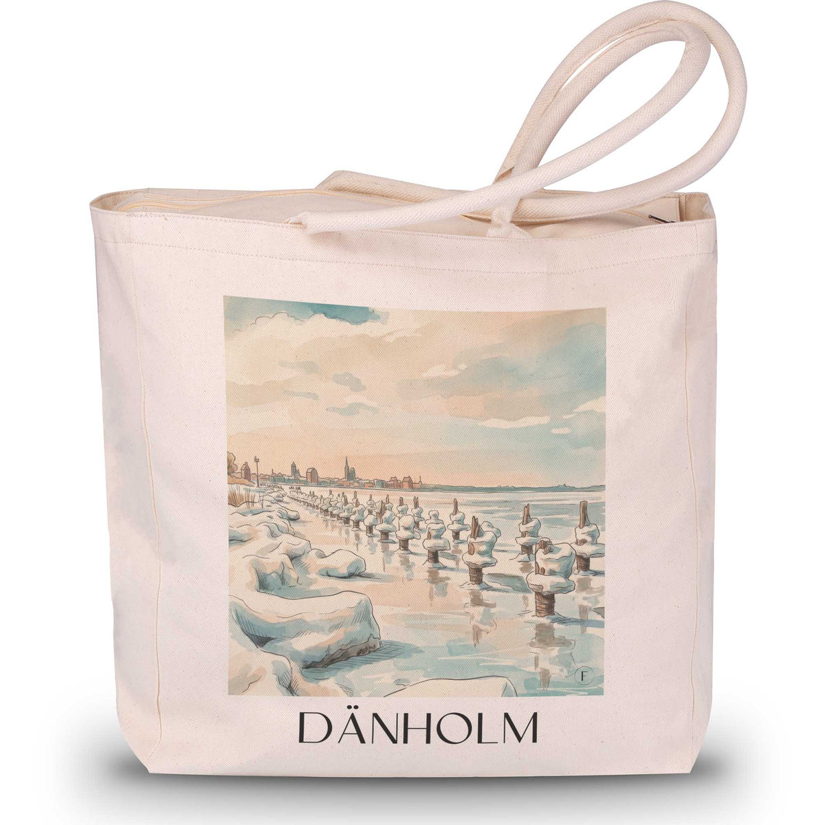 Dänholm Shopping Tasche - Stralsund - Deutschland Tote Bag - Einkaufstasche im Aquarell Stil - favplace