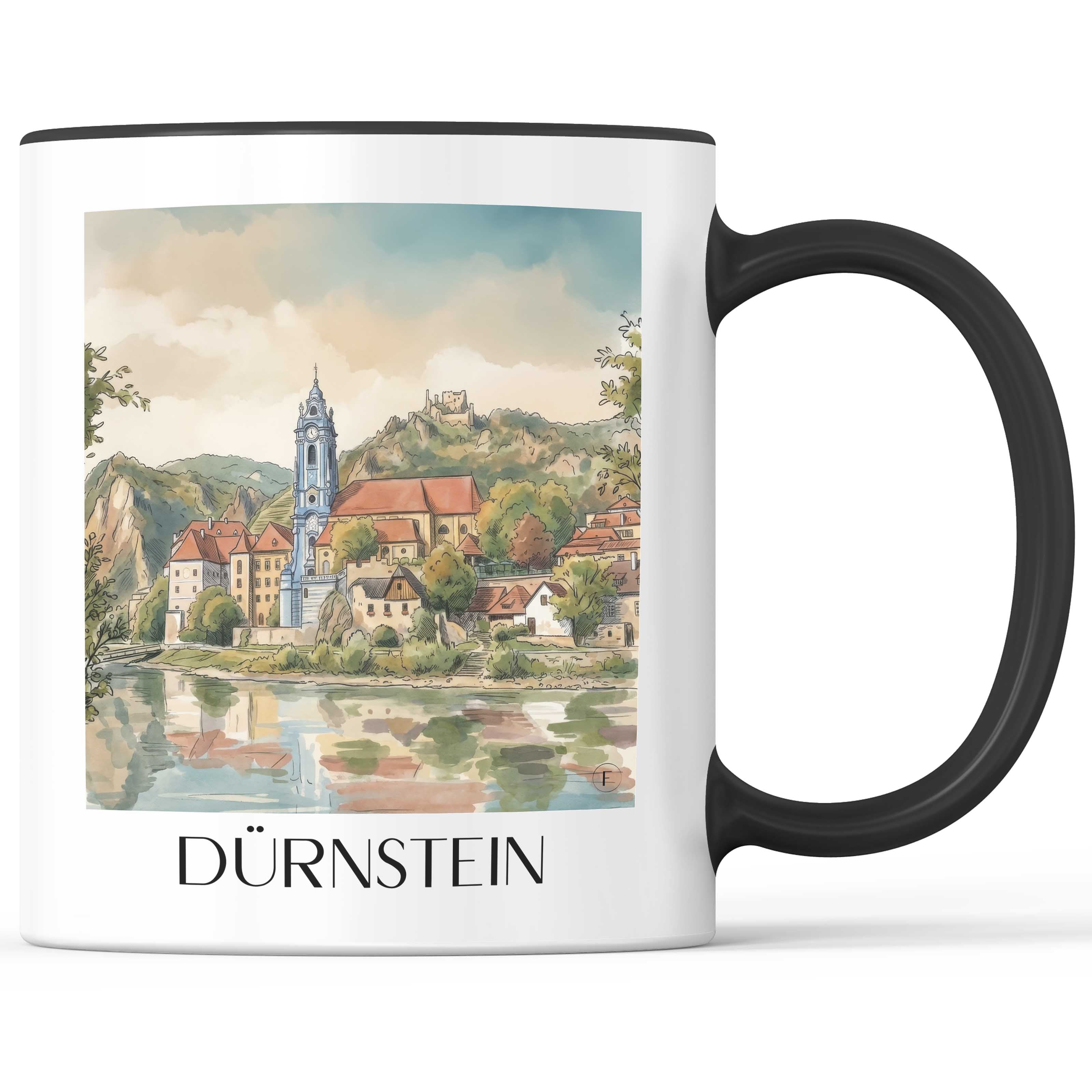 dürnstein-österreich-österreich-kaffeebecher-aquarell