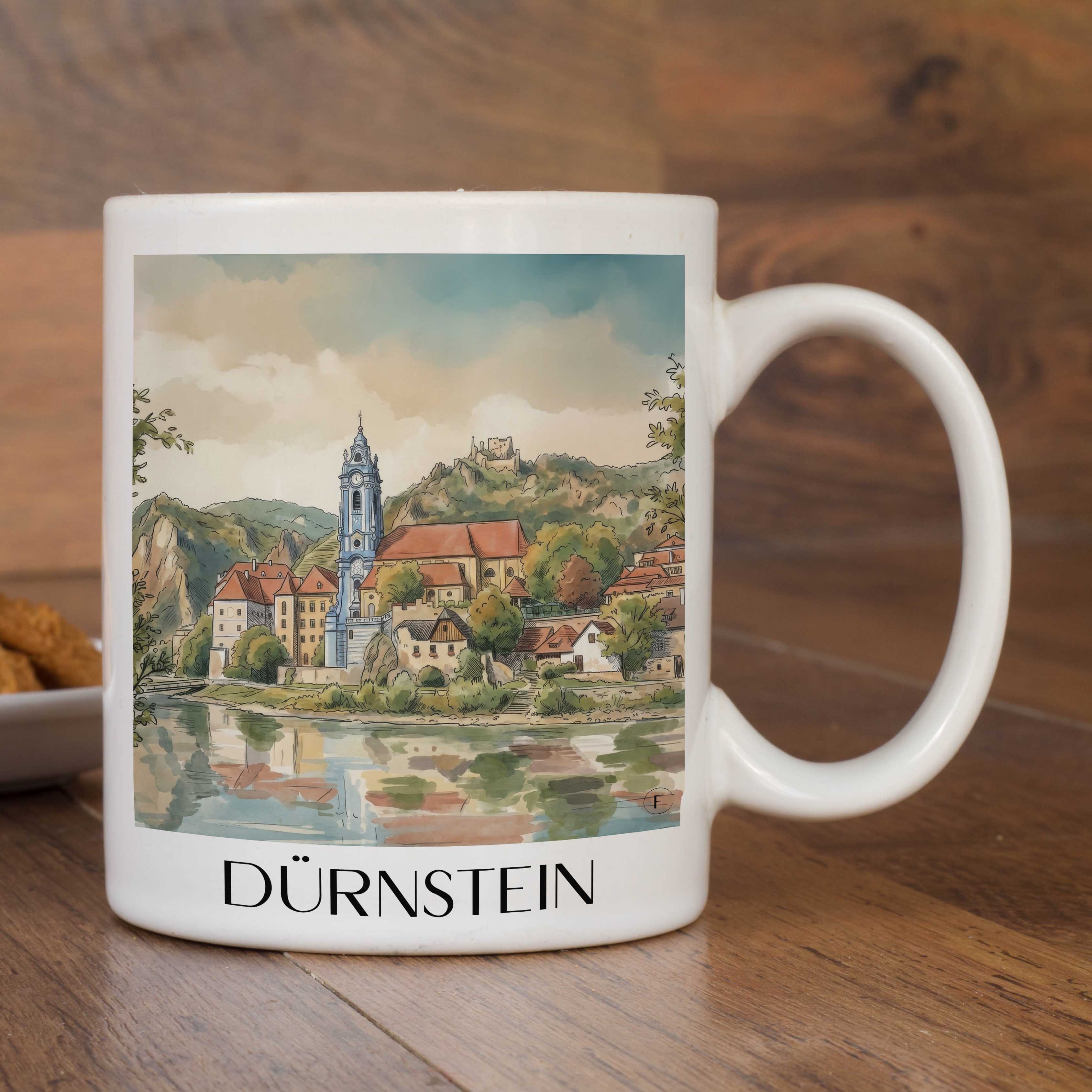 dürnstein-österreich-österreich-kaffeebecher-aquarell