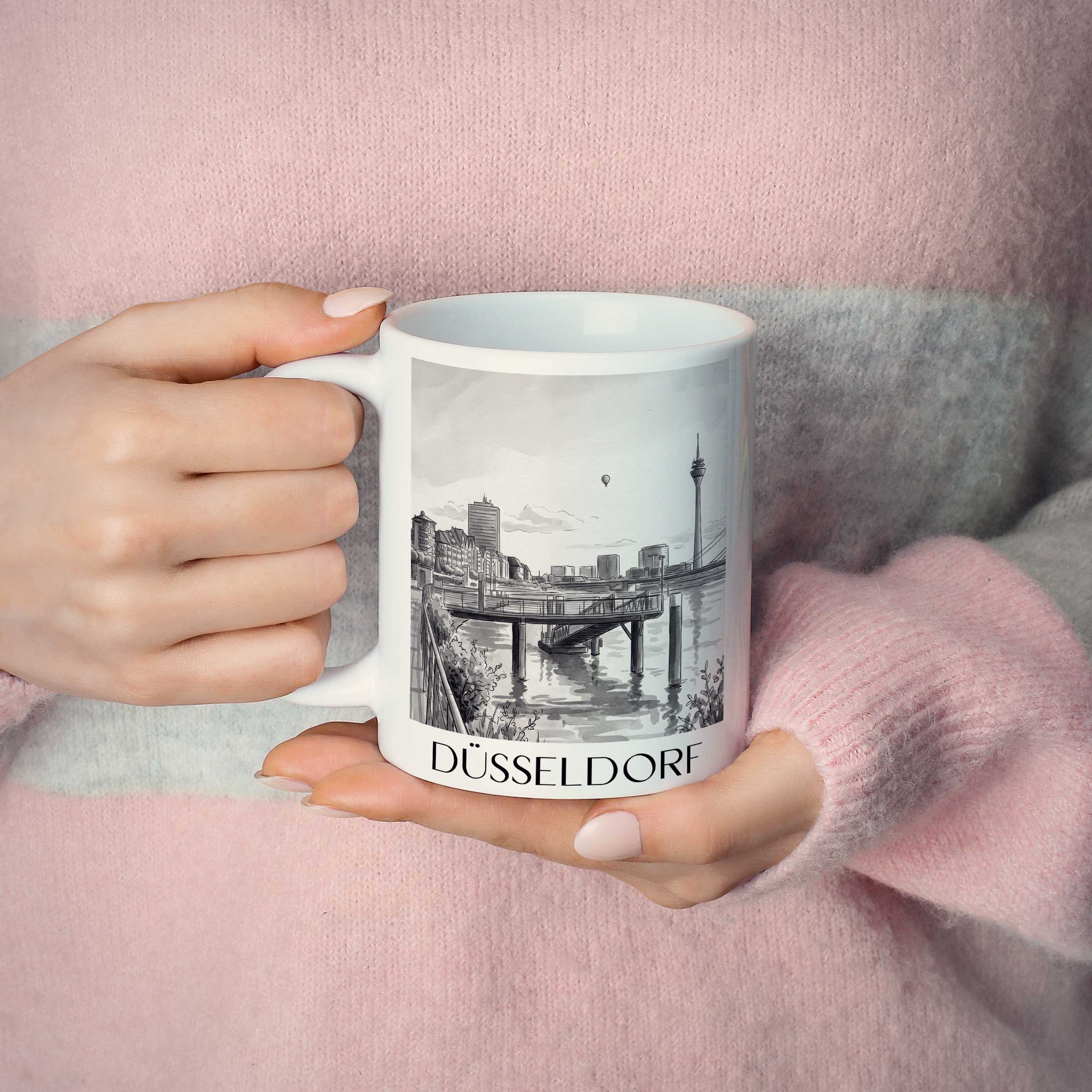düsseldorf-deutschland-kaffeebecher-aquarell-schwarz-weiss
