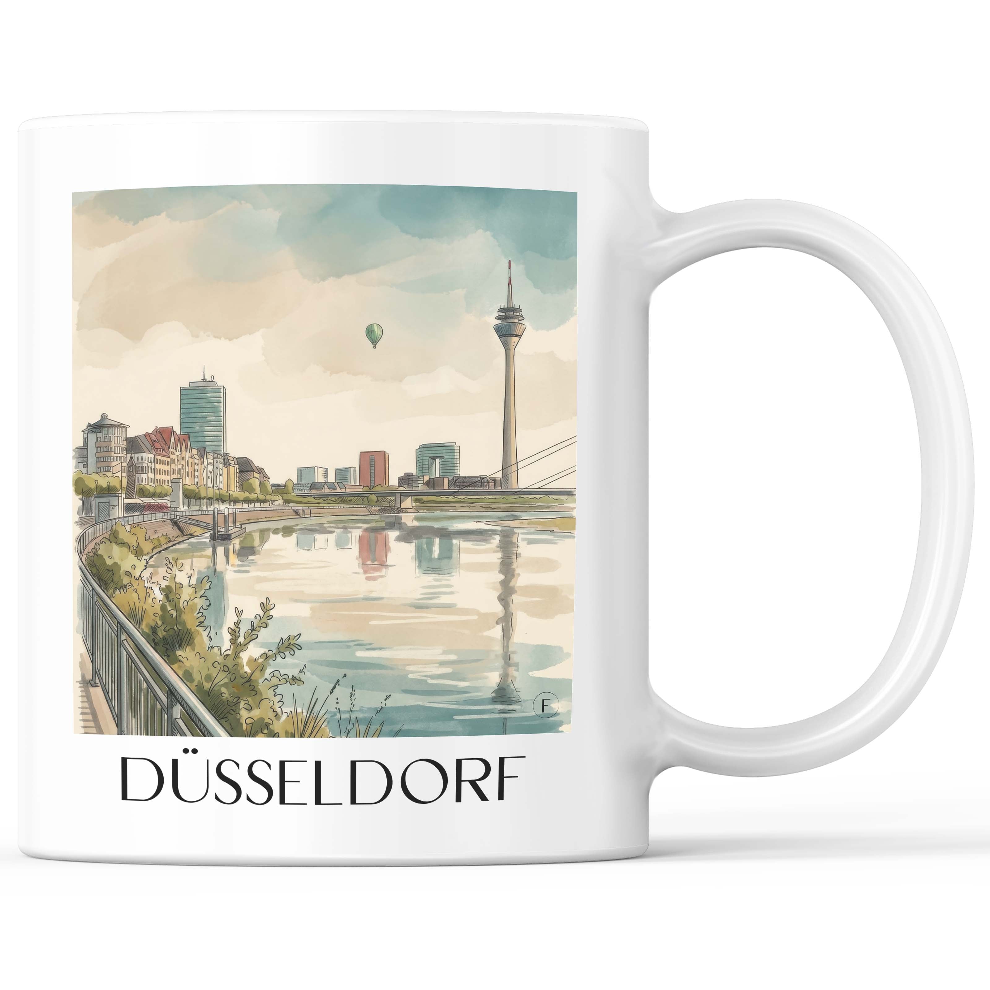 Düsseldorf - Deutschland Becher - Kaffeetasse im Aquarell Stil - favplace