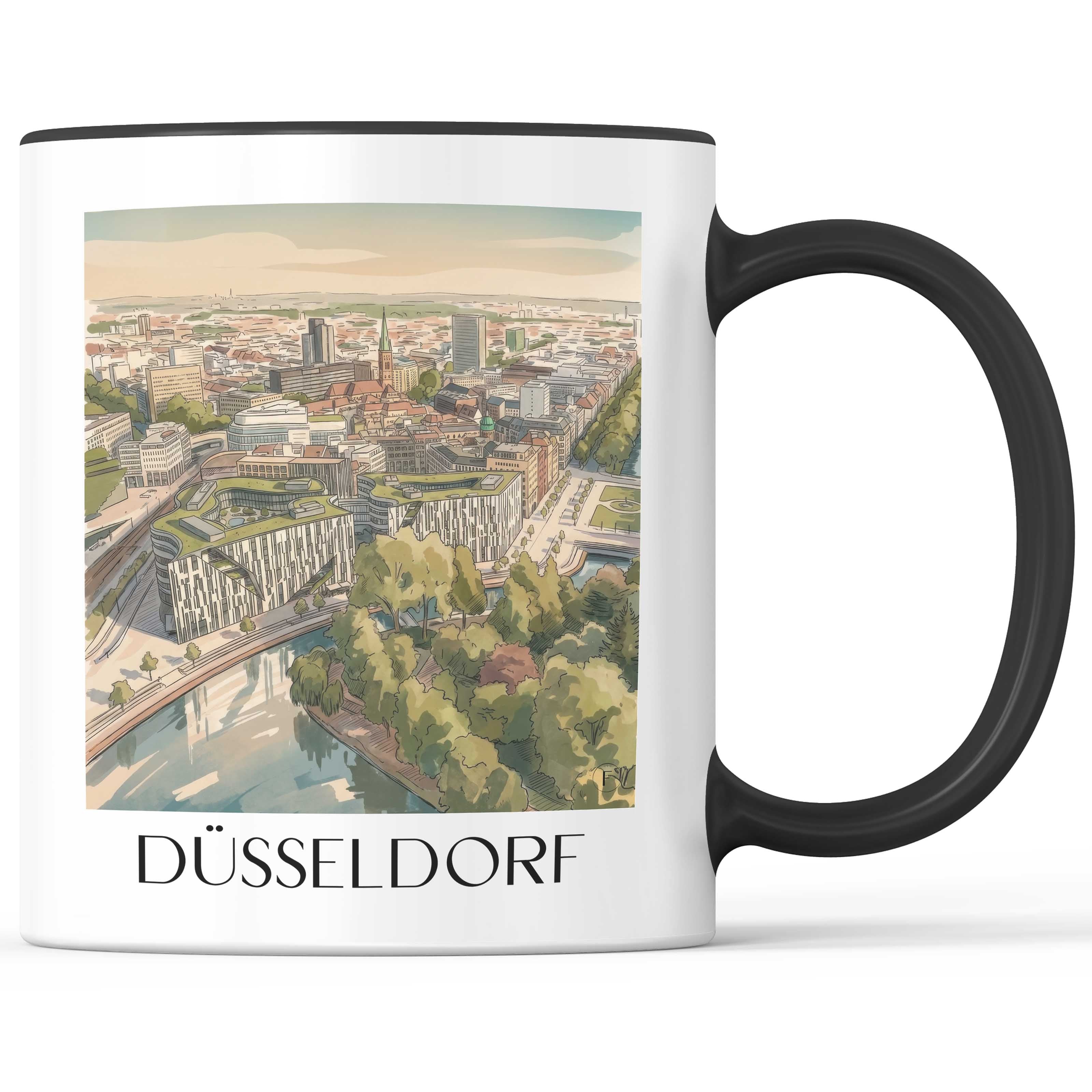 düsseldorf-deutschland-kaffeebecher-aquarell