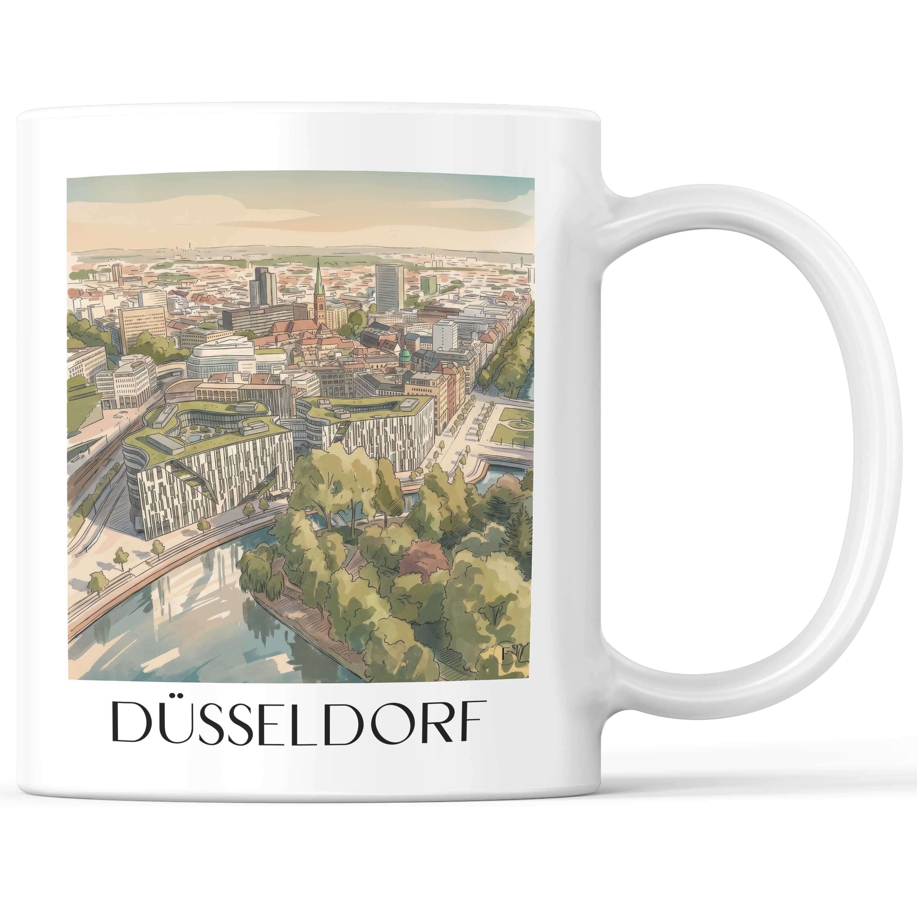 Düsseldorf - Deutschland Becher - Kaffeetasse im Aquarell Stil - favplace