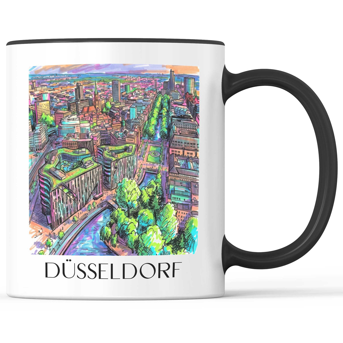 Düsseldorf - Deutschland Becher - Kaffeetasse im Tag Graffiti Stil - favplace