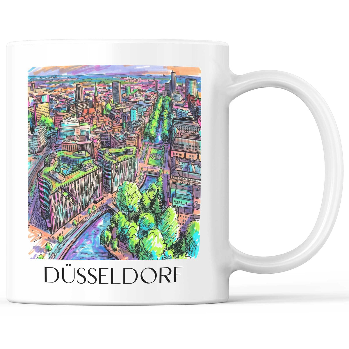 Düsseldorf - Deutschland Becher - Kaffeetasse im Tag Graffiti Stil - favplace