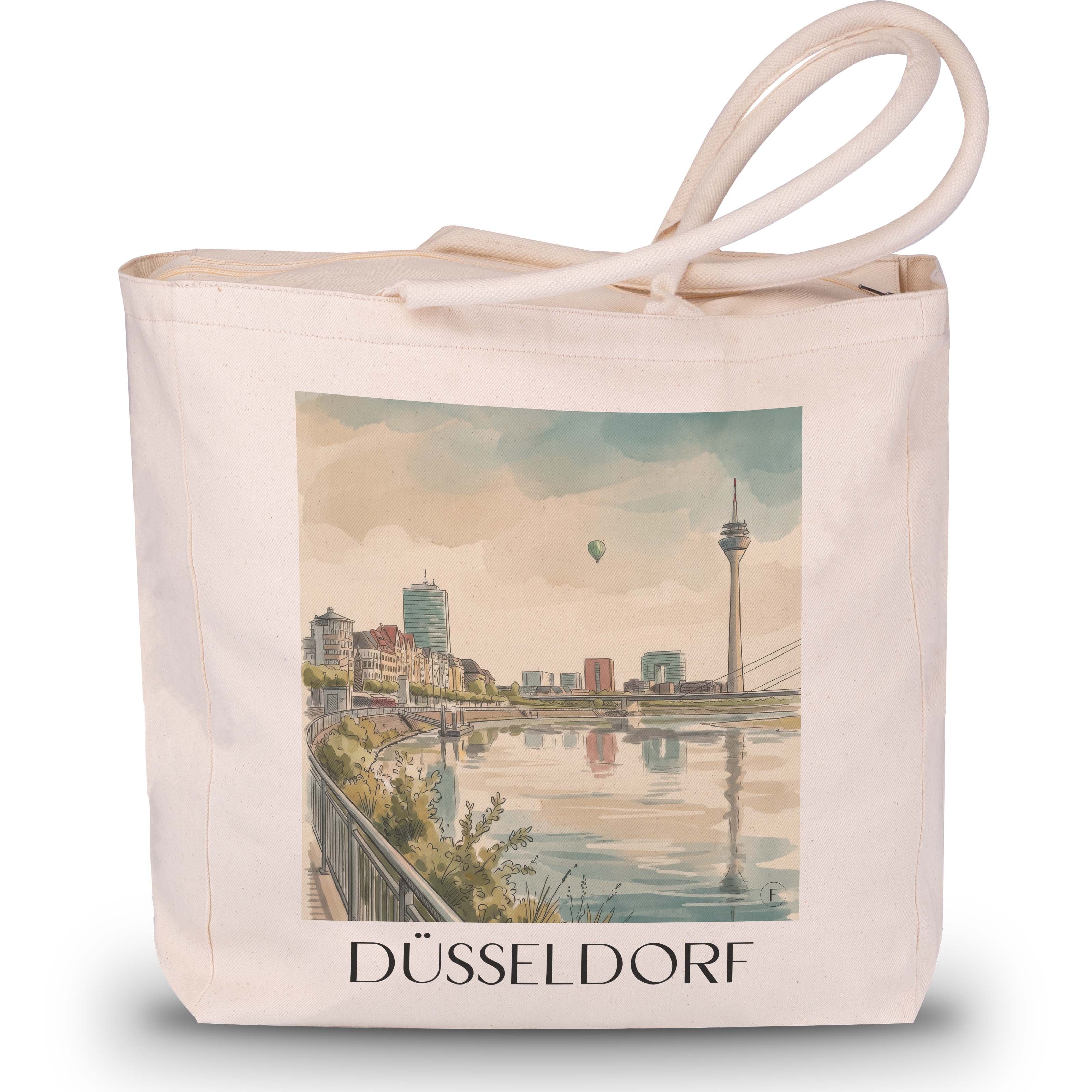 Düsseldorf - Deutschland Tote Bag - Einkaufstasche im Aquarell Stil - favplace
