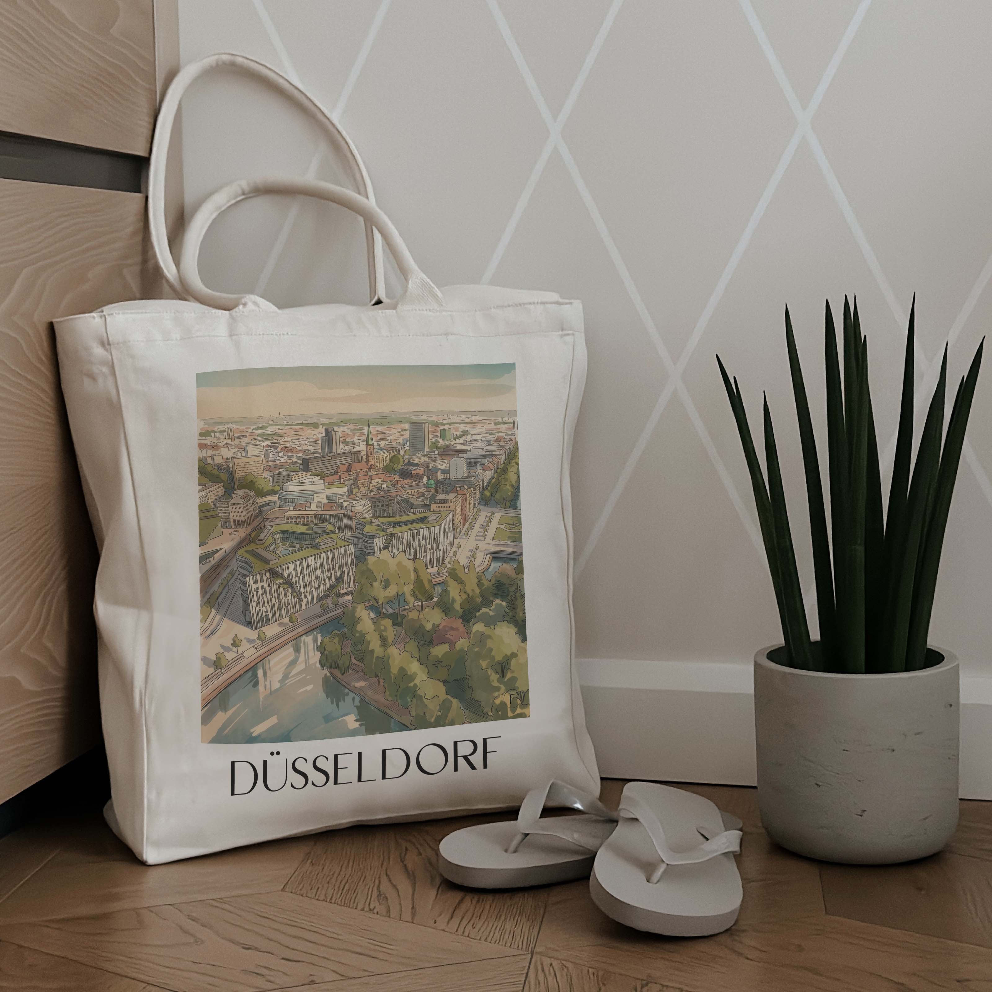 düsseldorf-deutschland-einkaufstasche-aquarell