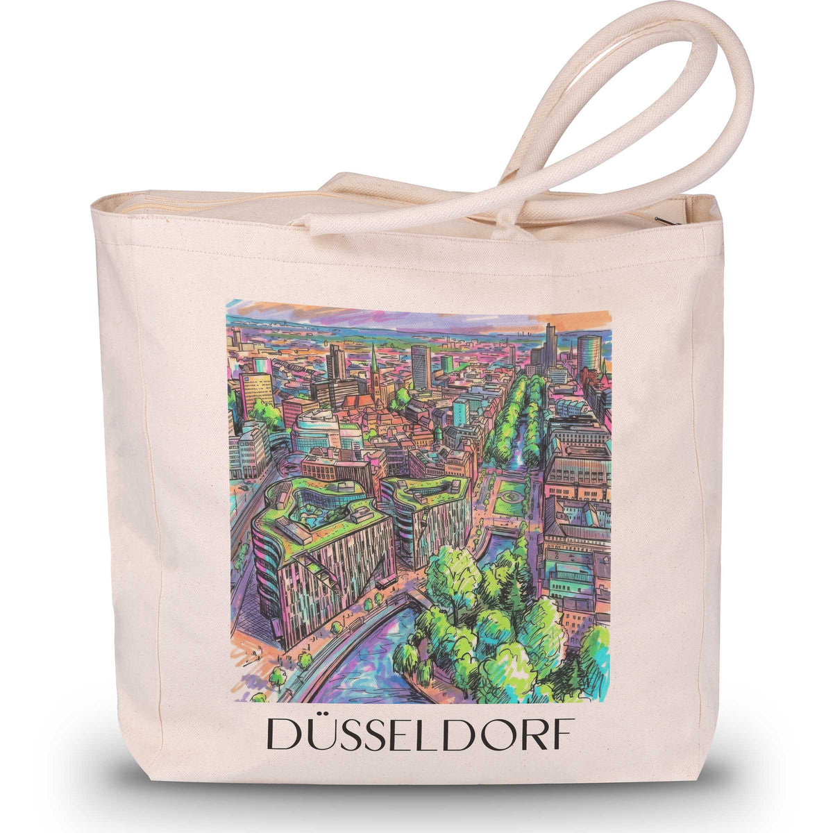 Düsseldorf - Deutschland Tote Bag - Einkaufstasche im Tag Graffiti Stil - favplace