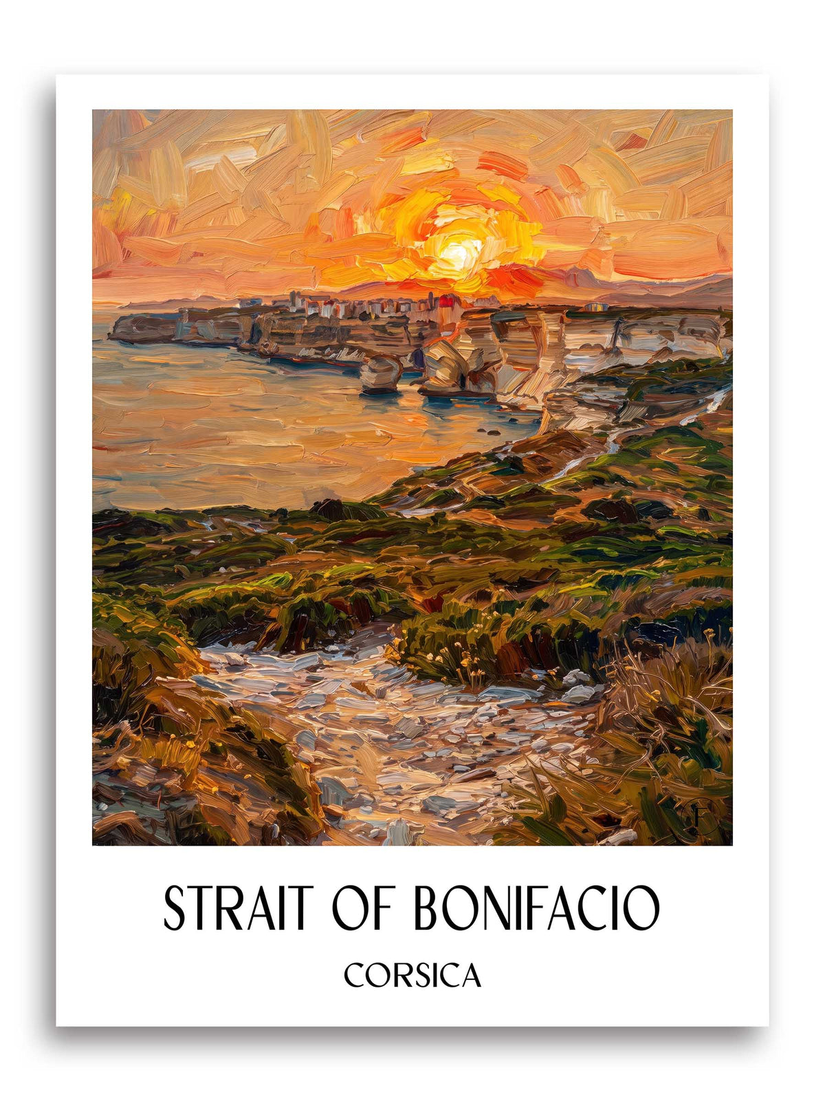 Détroit de Bonifacio Poster - Korsika - Frankreich Kunstdruck - Ölgemälde von A4 bis A1 - favplace