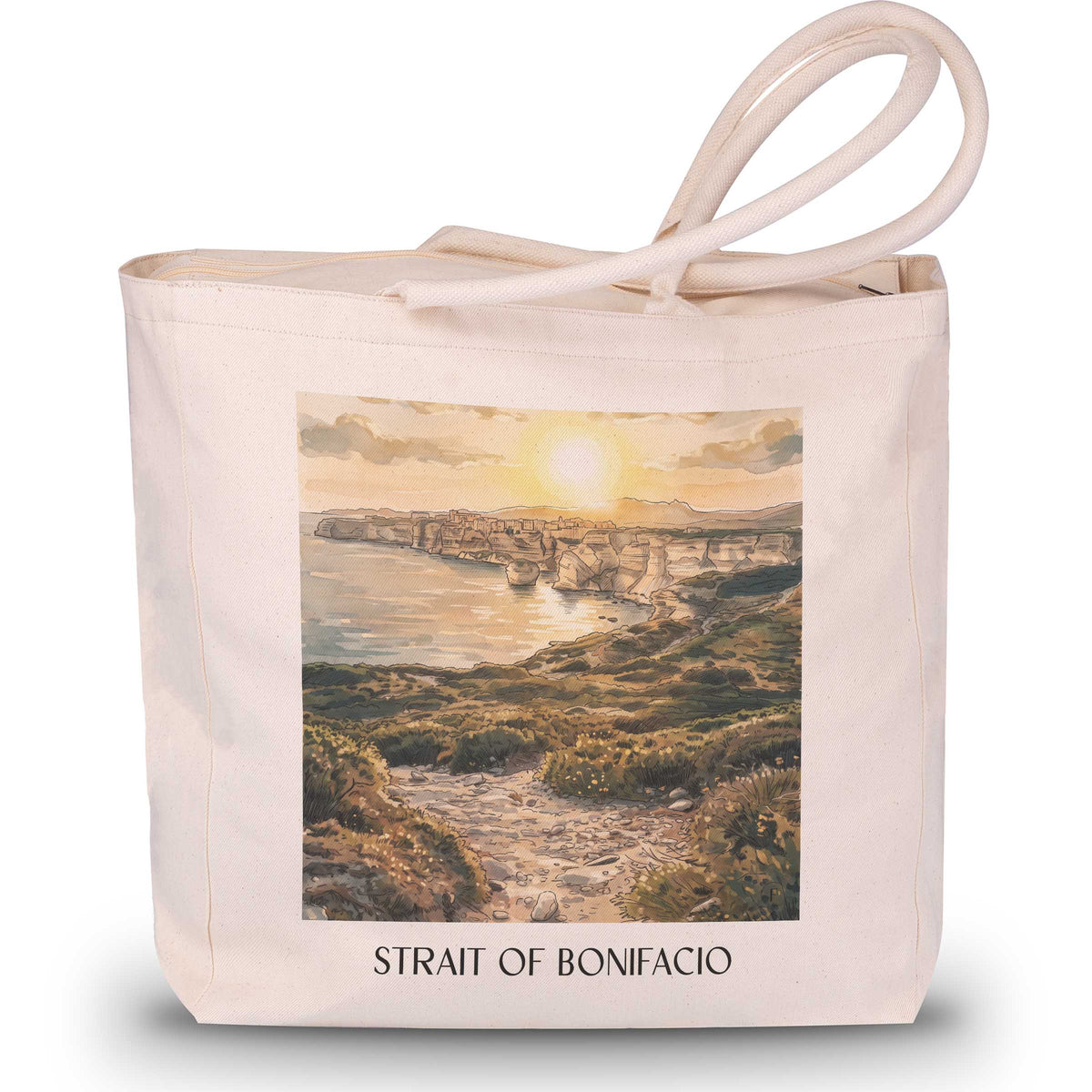 Détroit de Bonifacio Shopping Tasche - Korsika - Frankreich Tote Bag - Einkaufstasche im Aquarell Stil