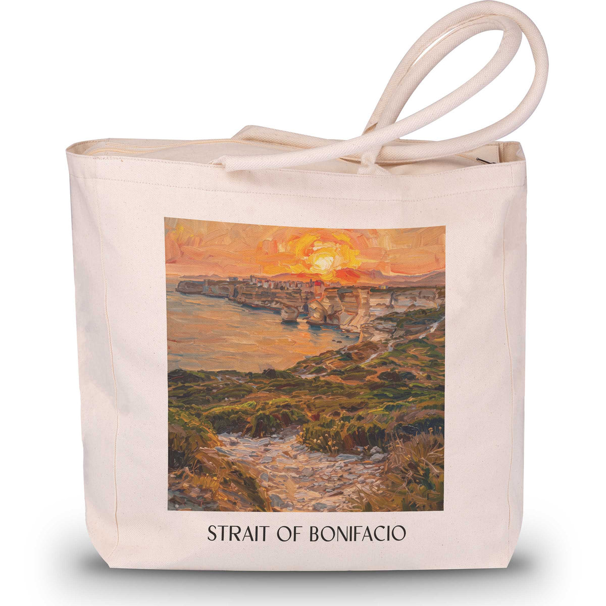 Détroit de Bonifacio Shopping Tasche - Korsika - Frankreich Tote Bag - Einkaufstasche im Ölgemälde Stil