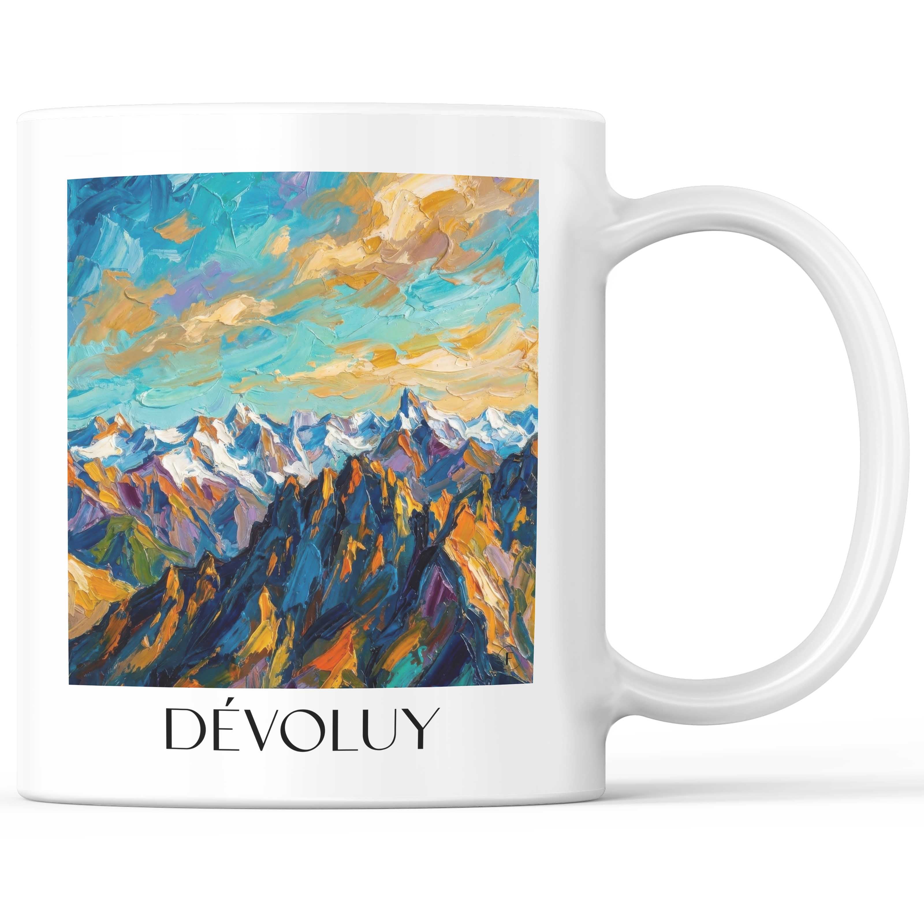 Dévoluy Kaffeebecher - Provence - Frankreich Becher - Kaffeetasse im Ölgemälde Stil - favplace