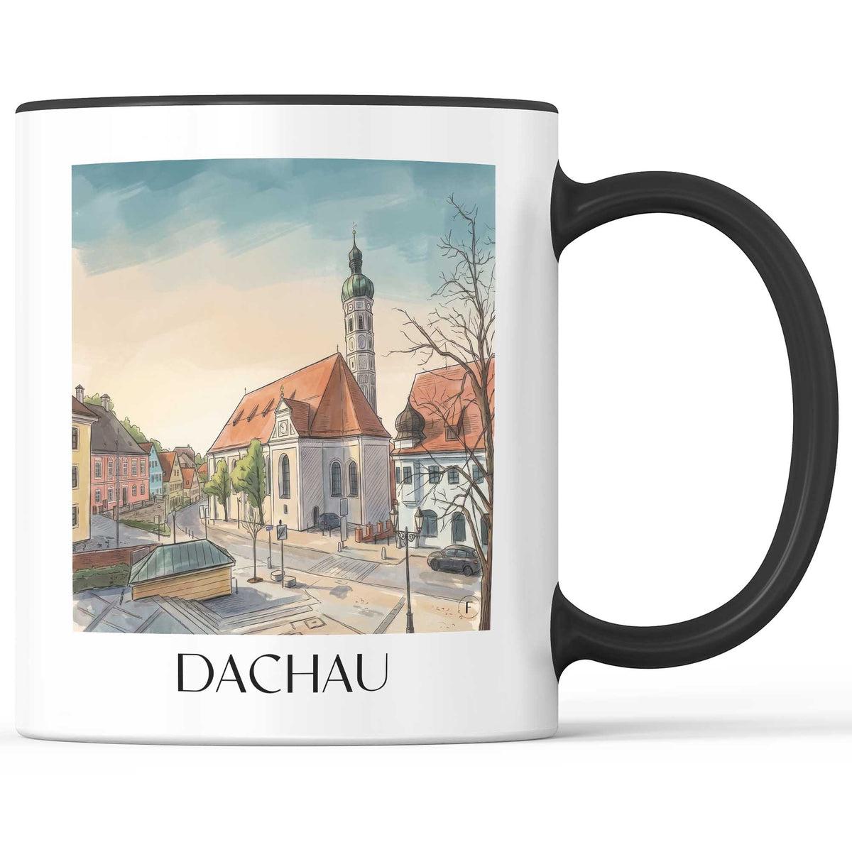 dachau-oberbayern-deutschland-kaffeebecher-aquarell