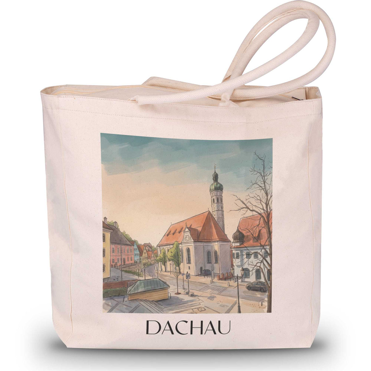 dachau-oberbayern-deutschland-einkaufstasche-aquarell