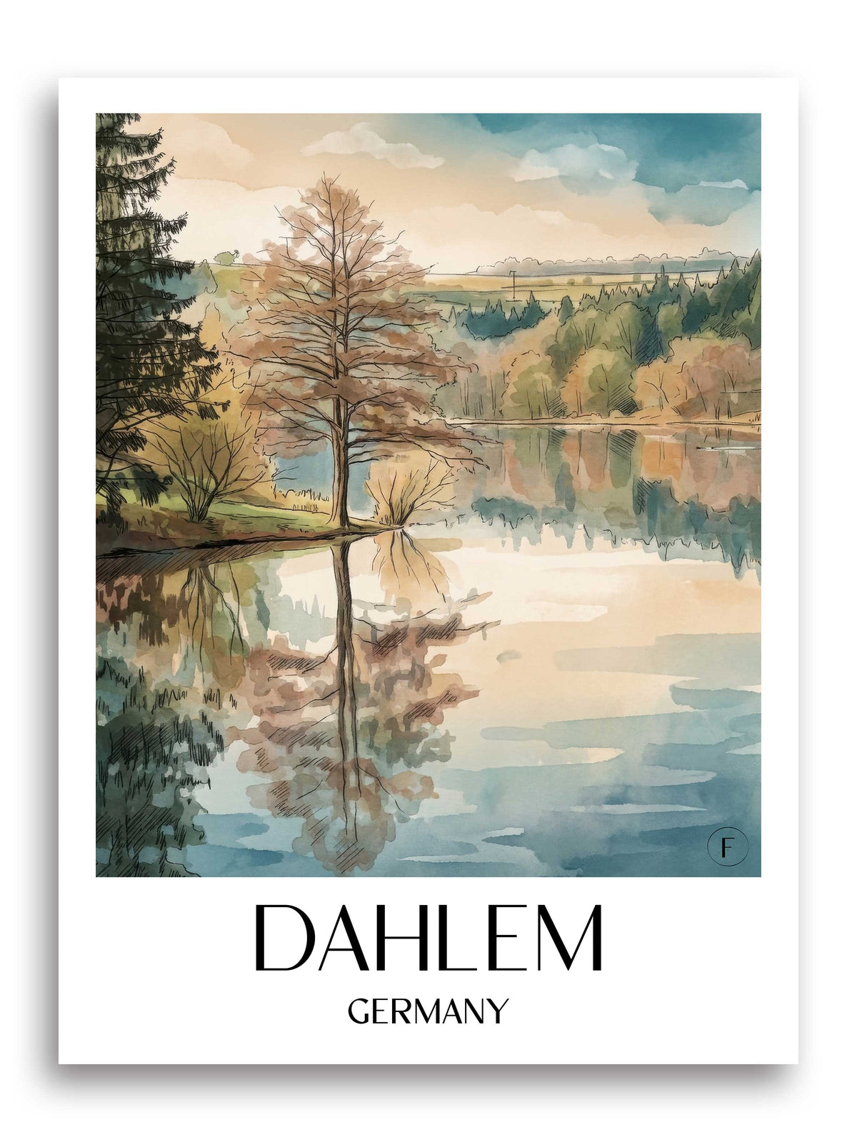Dahlem Poster - Eifel - Deutschland Kunstdruck - Aquarell von A4 bis A1 - favplace