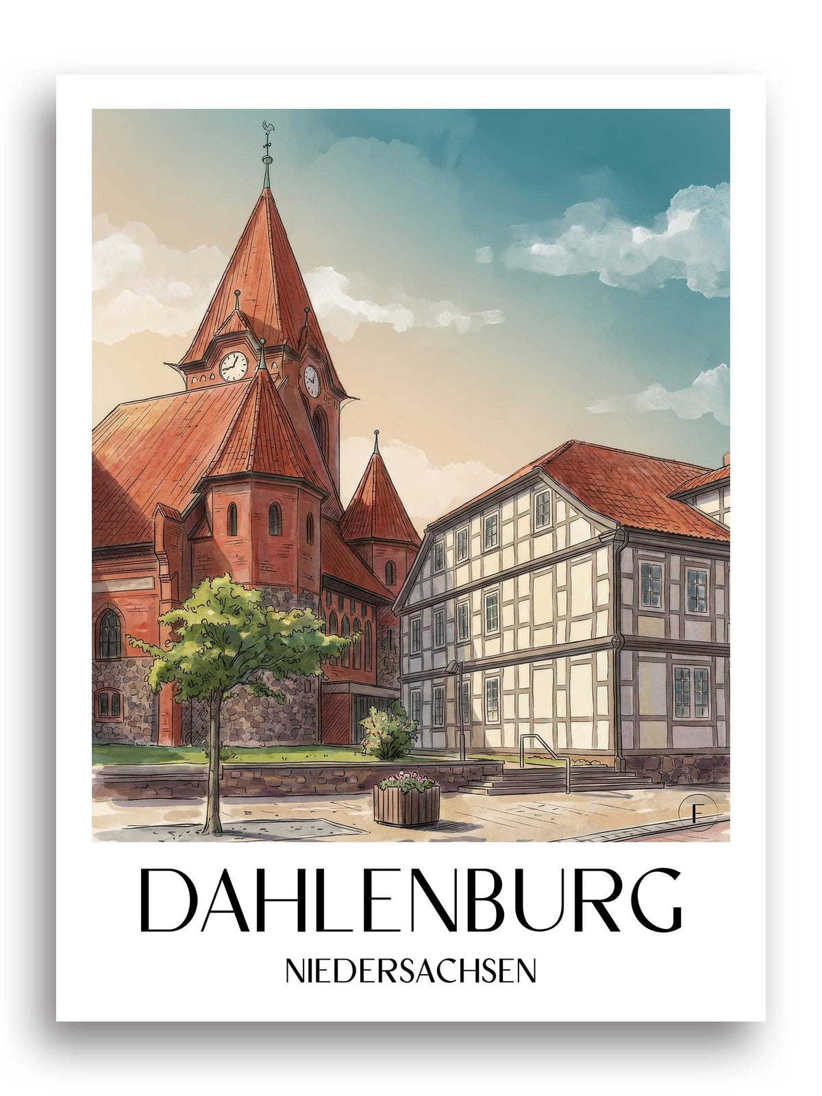 dahlenburg-niedersachsen-deutschland-poster-aquarell