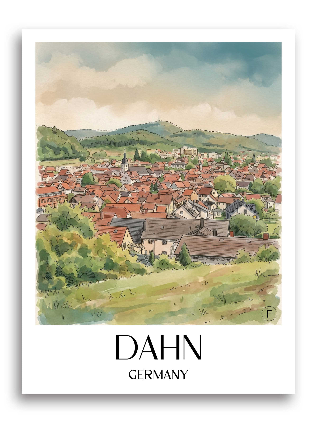 Dahn Poster - Pfälzerwald - Deutschland Kunstdruck - Aquarell von A4 bis A1 - favplace