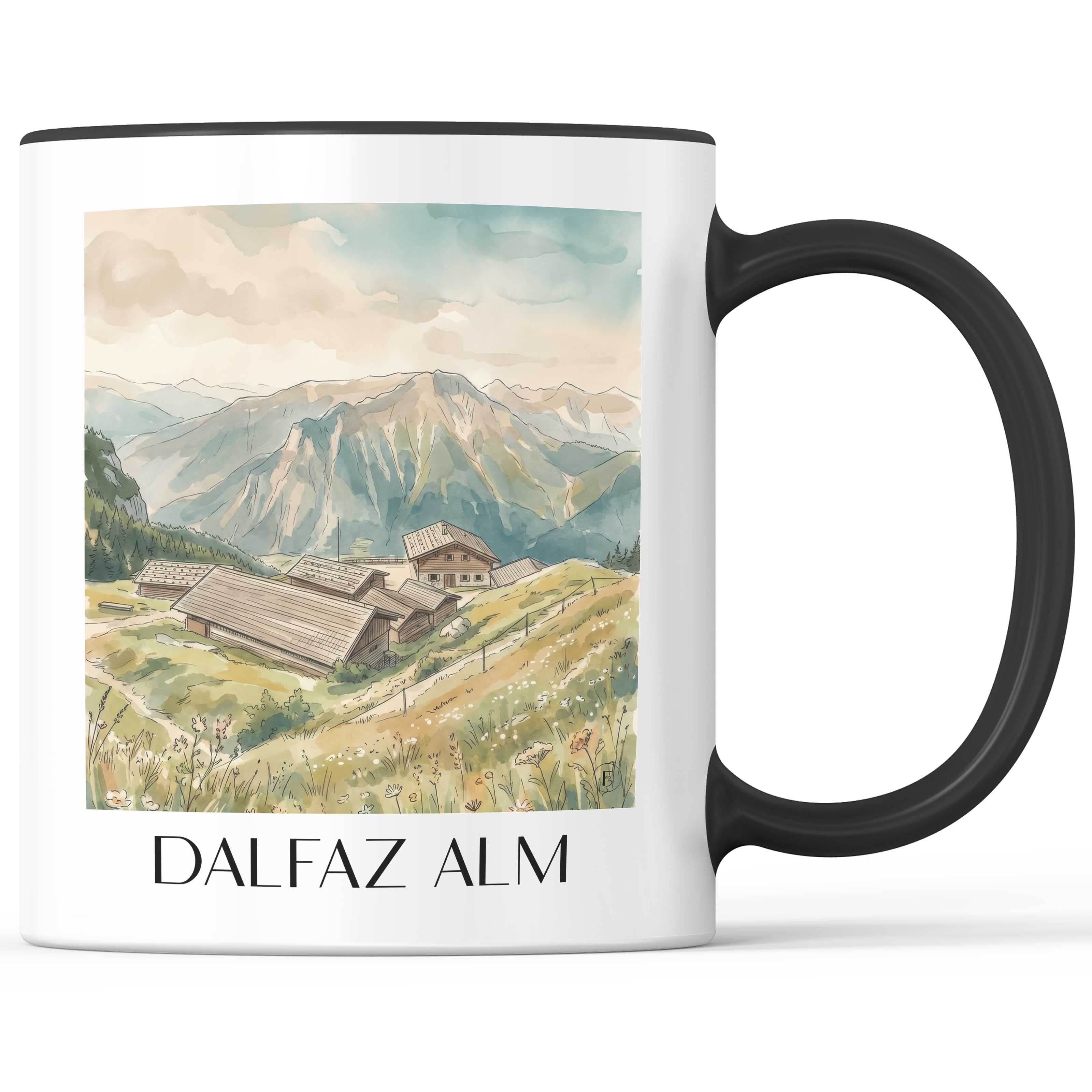 dalfaz-alm-achensee-österreich-kaffeebecher-aquarell