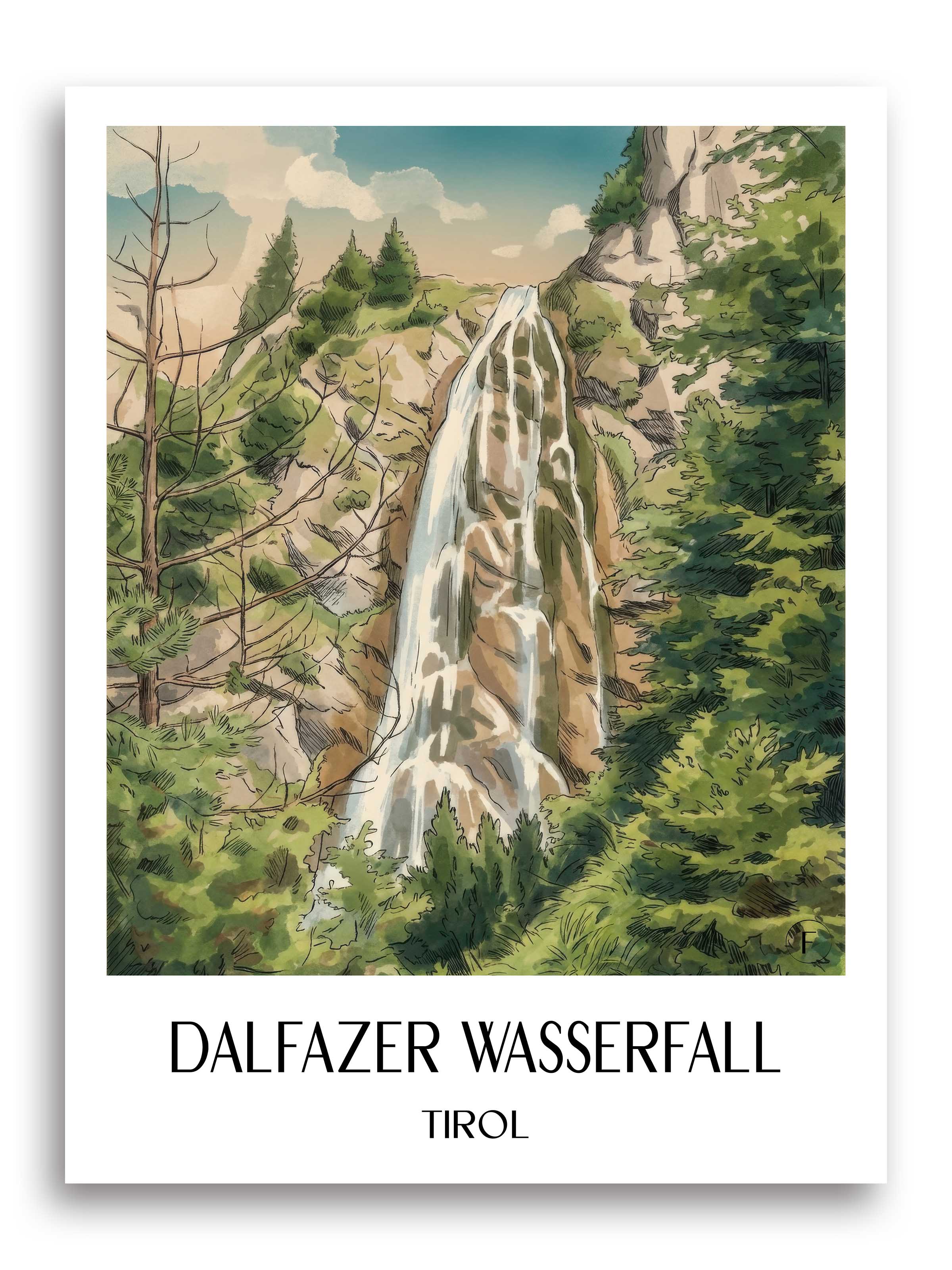 dalfazer-wasserfall-tirol-österreich-poster-aquarell