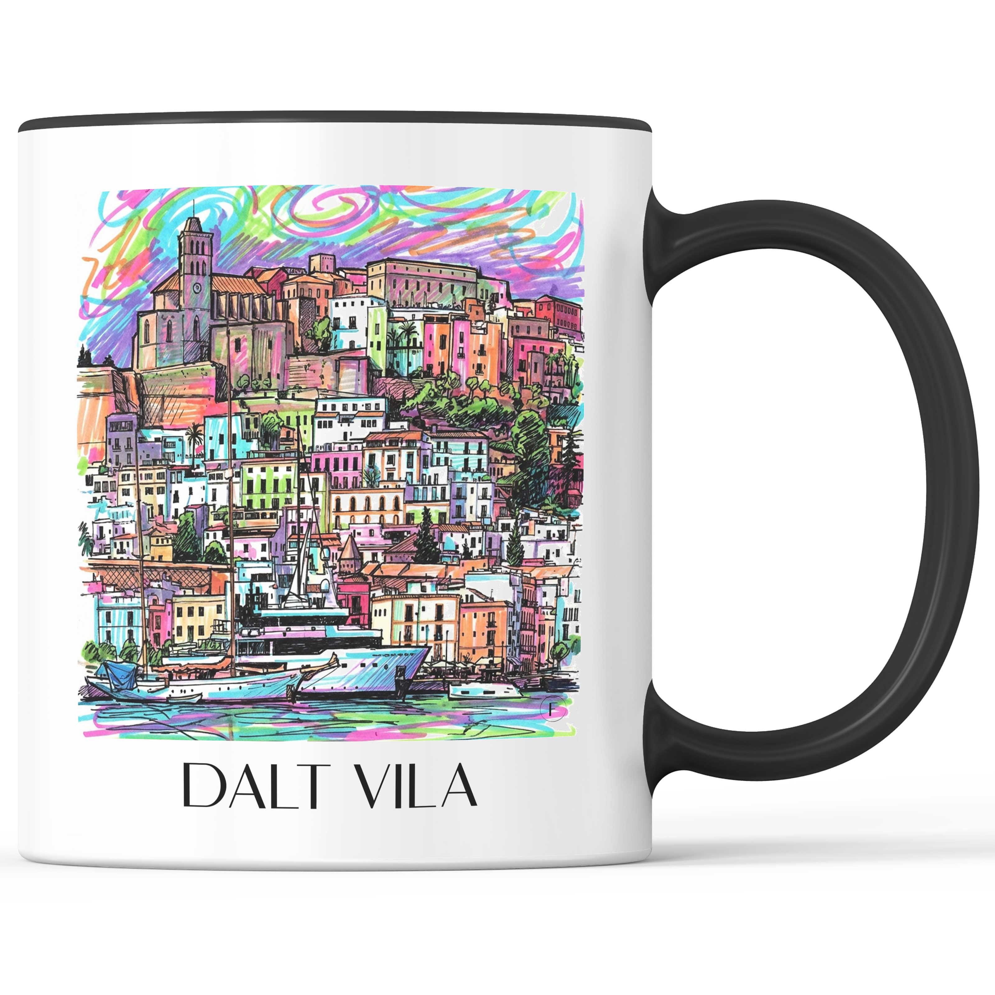 Dalt Vila Kaffeebecher - Ibiza - Spanien Becher - Kaffeetasse im Tag Graffiti Stil - favplace