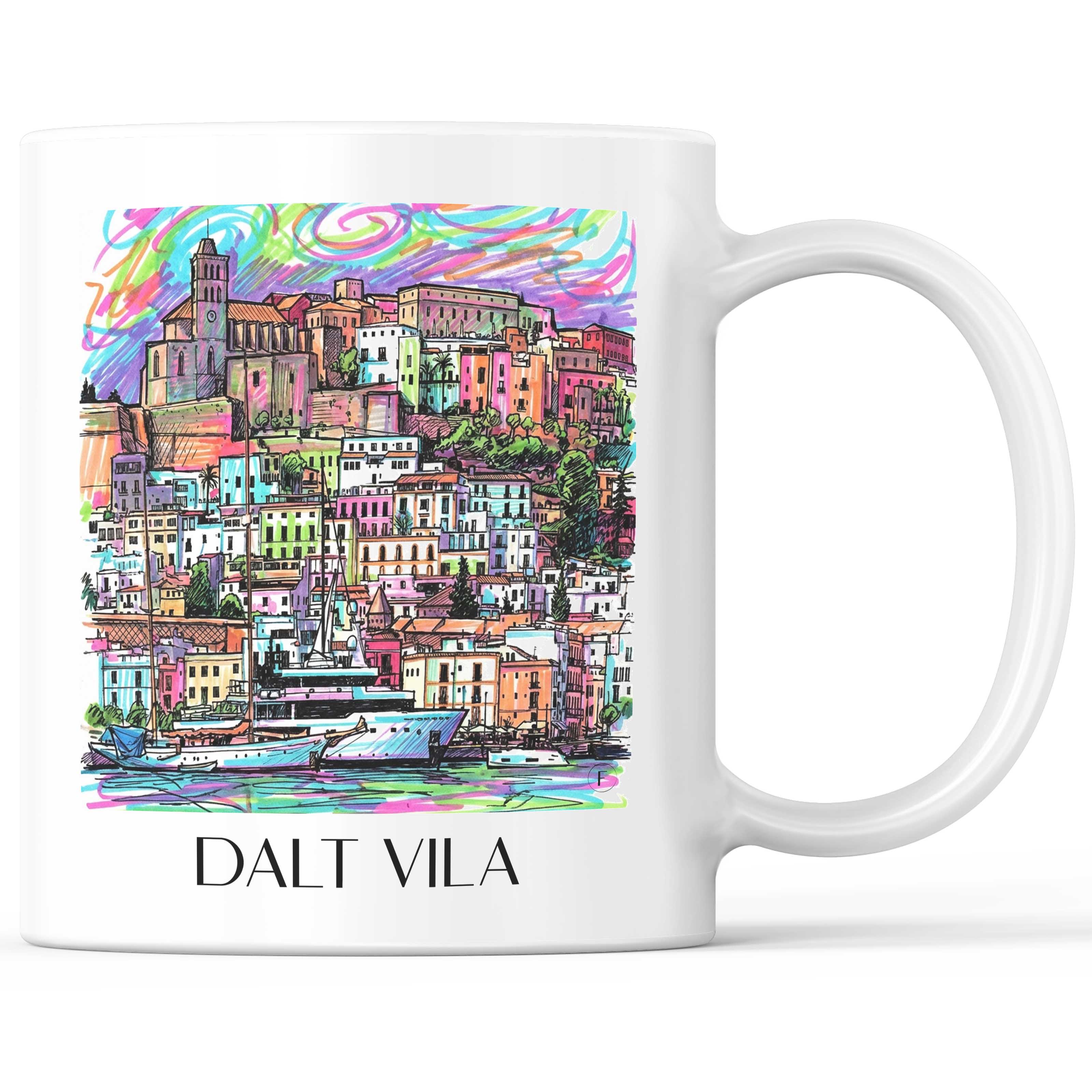 Dalt Vila Kaffeebecher - Ibiza - Spanien Becher - Kaffeetasse im Tag Graffiti Stil - favplace