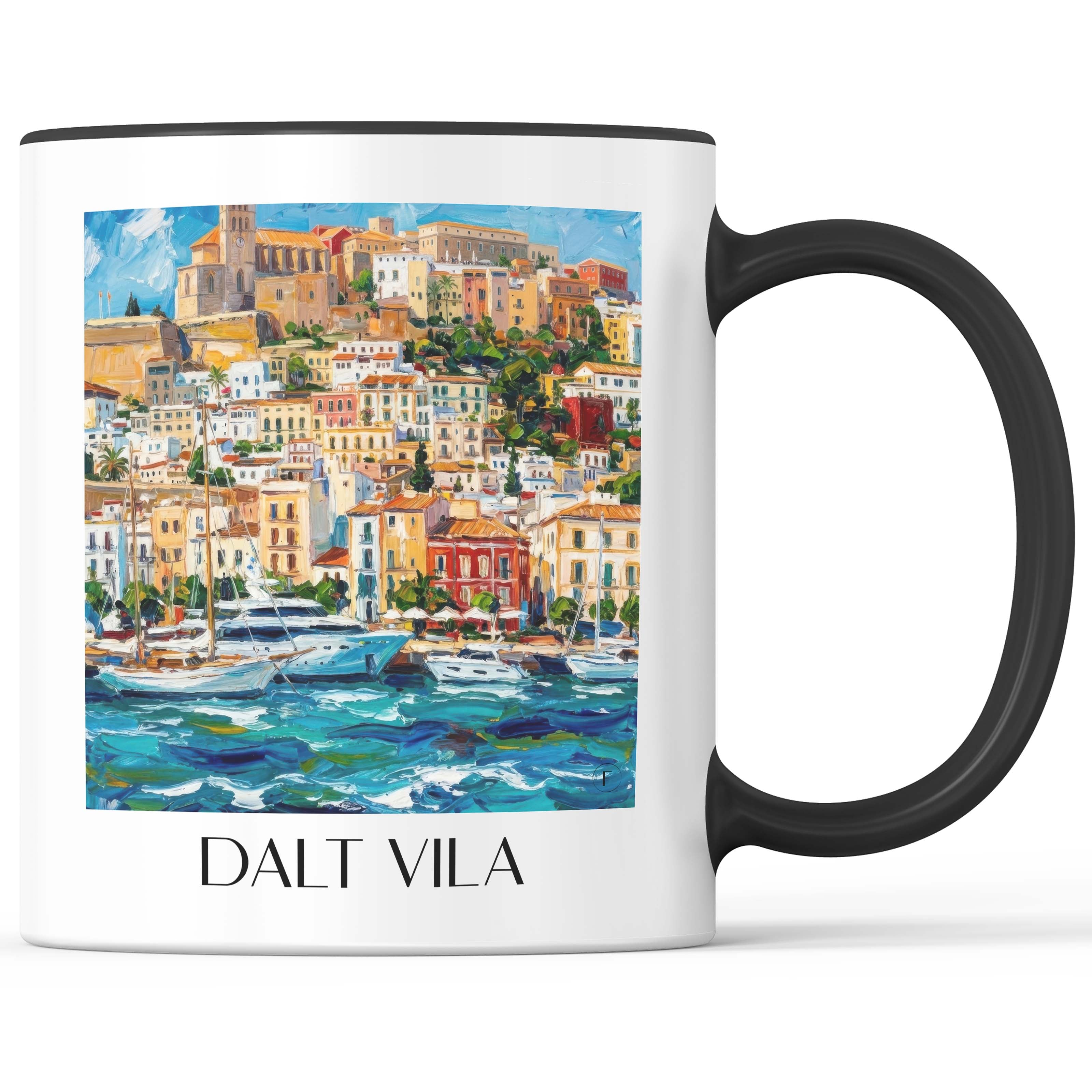 Dalt Vila Kaffeebecher - Ibiza - Spanien Becher - Kaffeetasse im Ölgemälde Stil - favplace