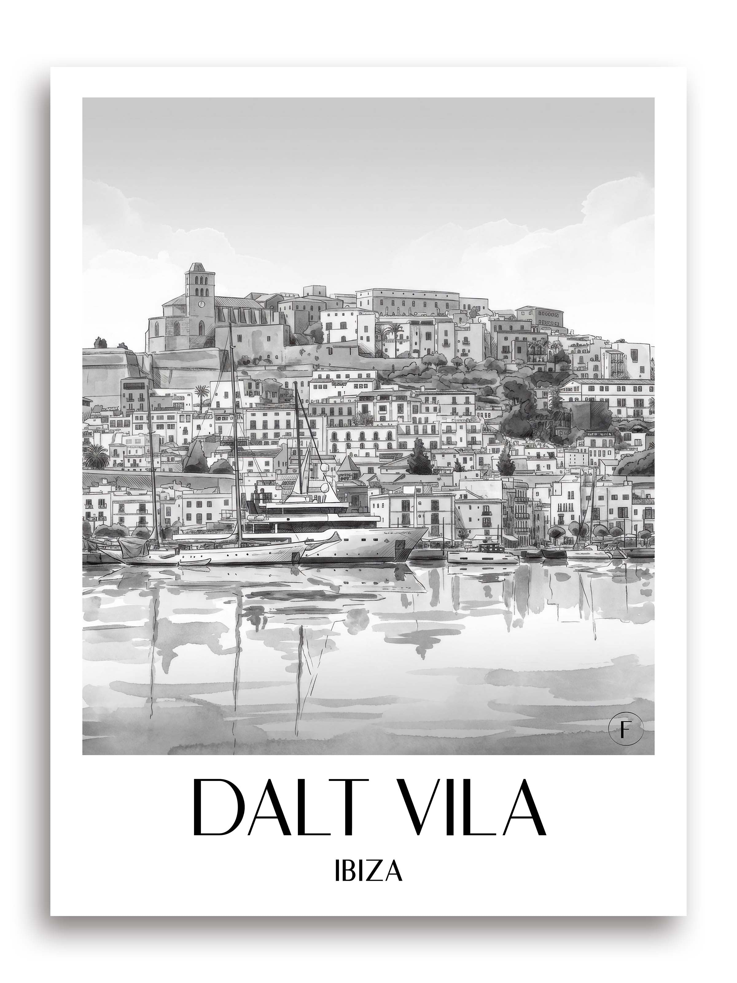 dalt-vila--ibiza-spanien-poster-aquarell-schwarz-weiss