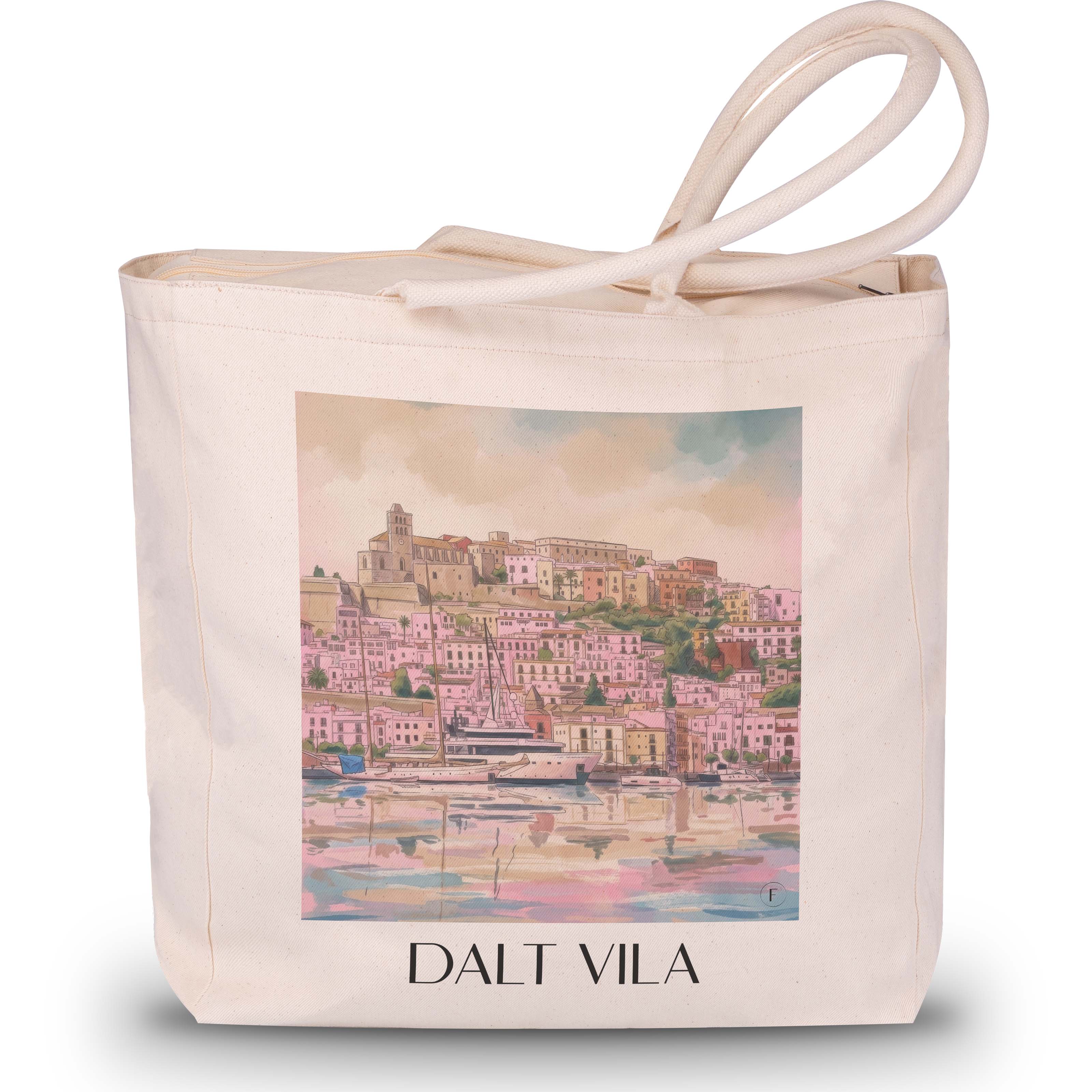 dalt-vila--ibiza-spanien-einkaufstasche-aquarell-pink-rosa
