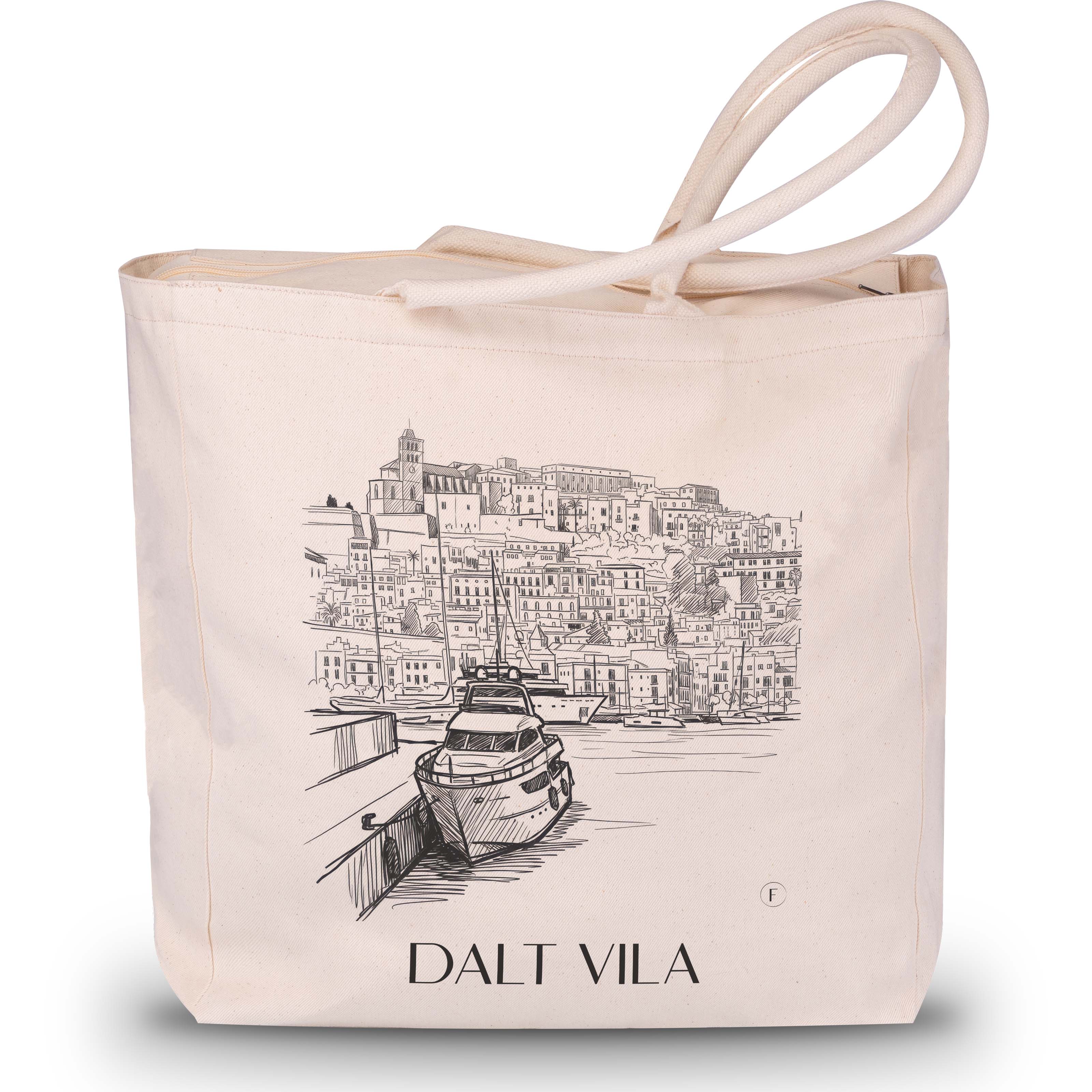 Dalt Vila Shopping Tasche - Ibiza - Spanien Tote Bag - Einkaufstasche im Skizze Stil - favplace