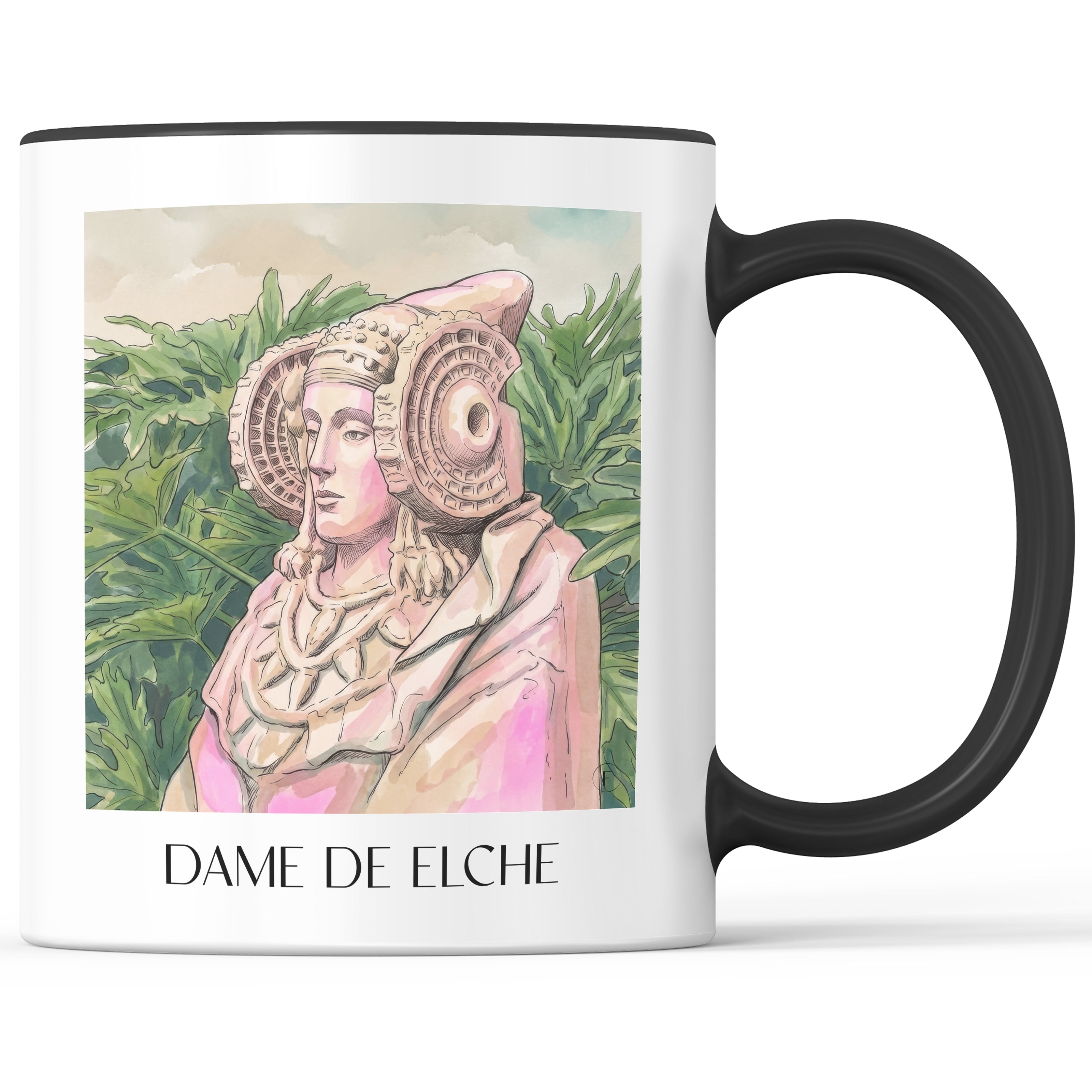 dama-de-elche-spanien-spanien-kaffeebecher-aquarell-pink-rosa