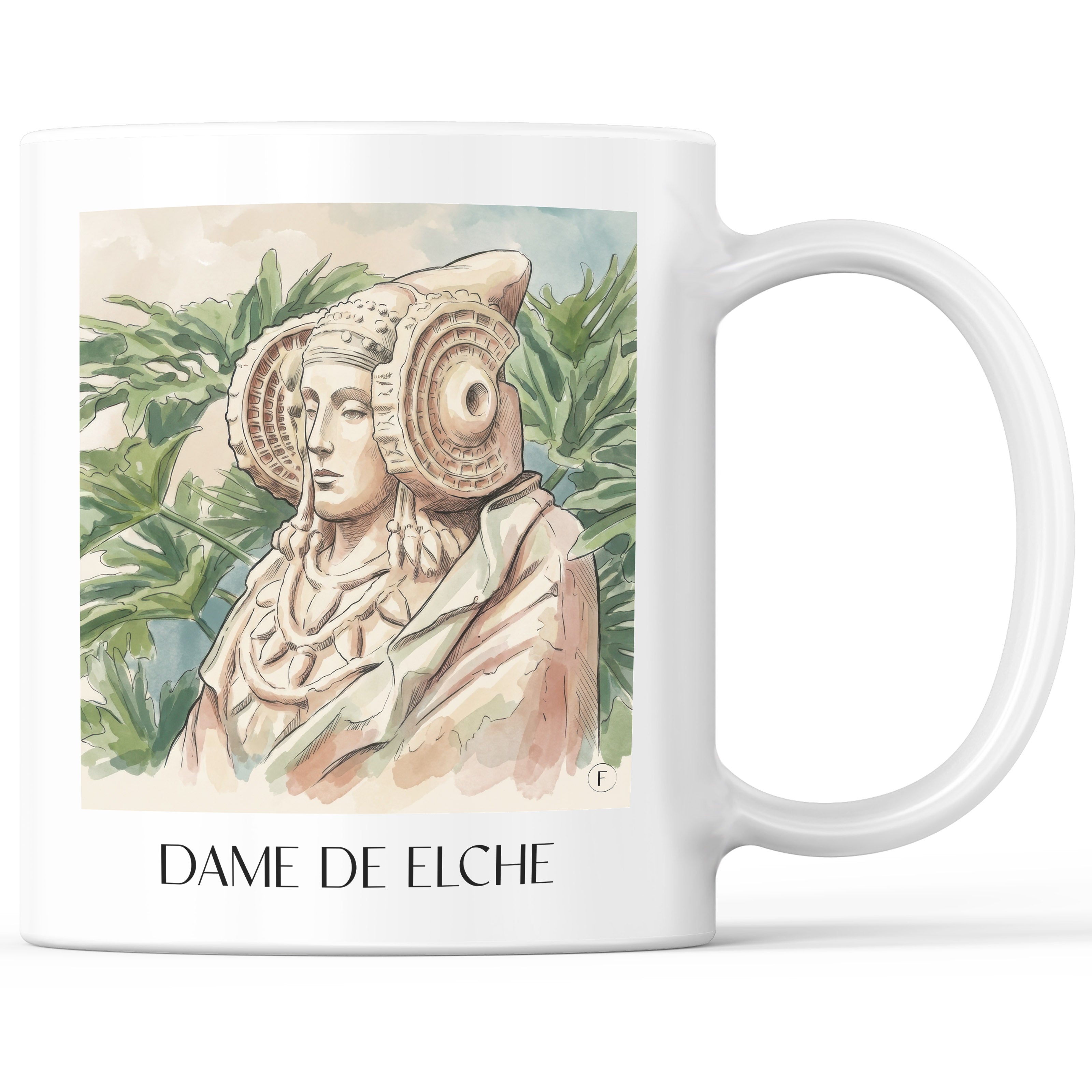 Dama de Elche Kaffeebecher - Spanien - Spanien Becher - Kaffeetasse im Aquarell Stil - favplace