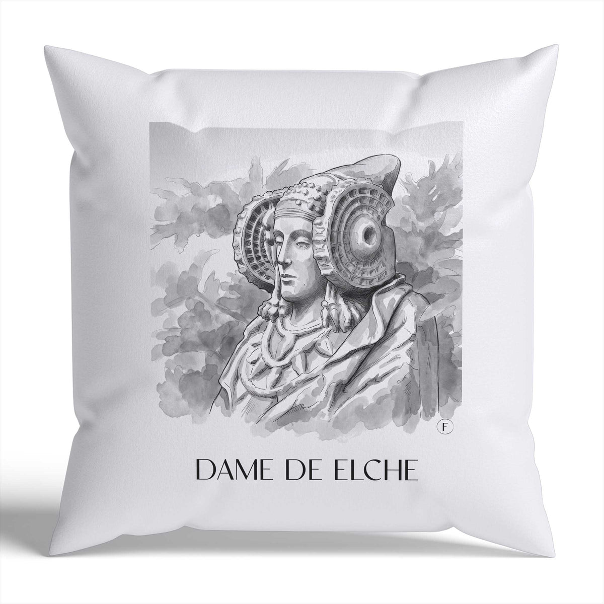dama-de-elche-spanien-spanien-kissenbezug-aquarell-schwarz-weiss