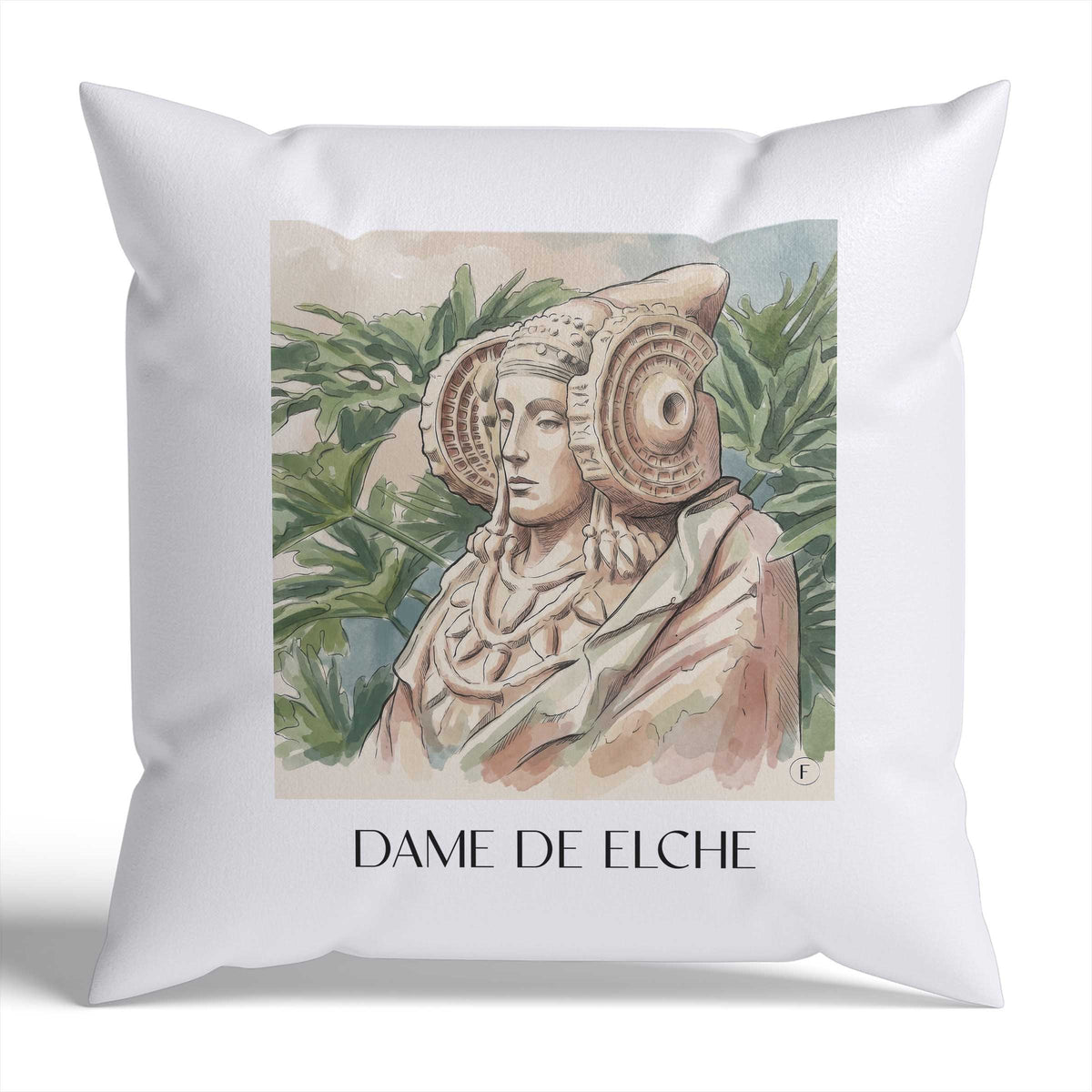 dama-de-elche-spanien-spanien-kissenbezug-aquarell