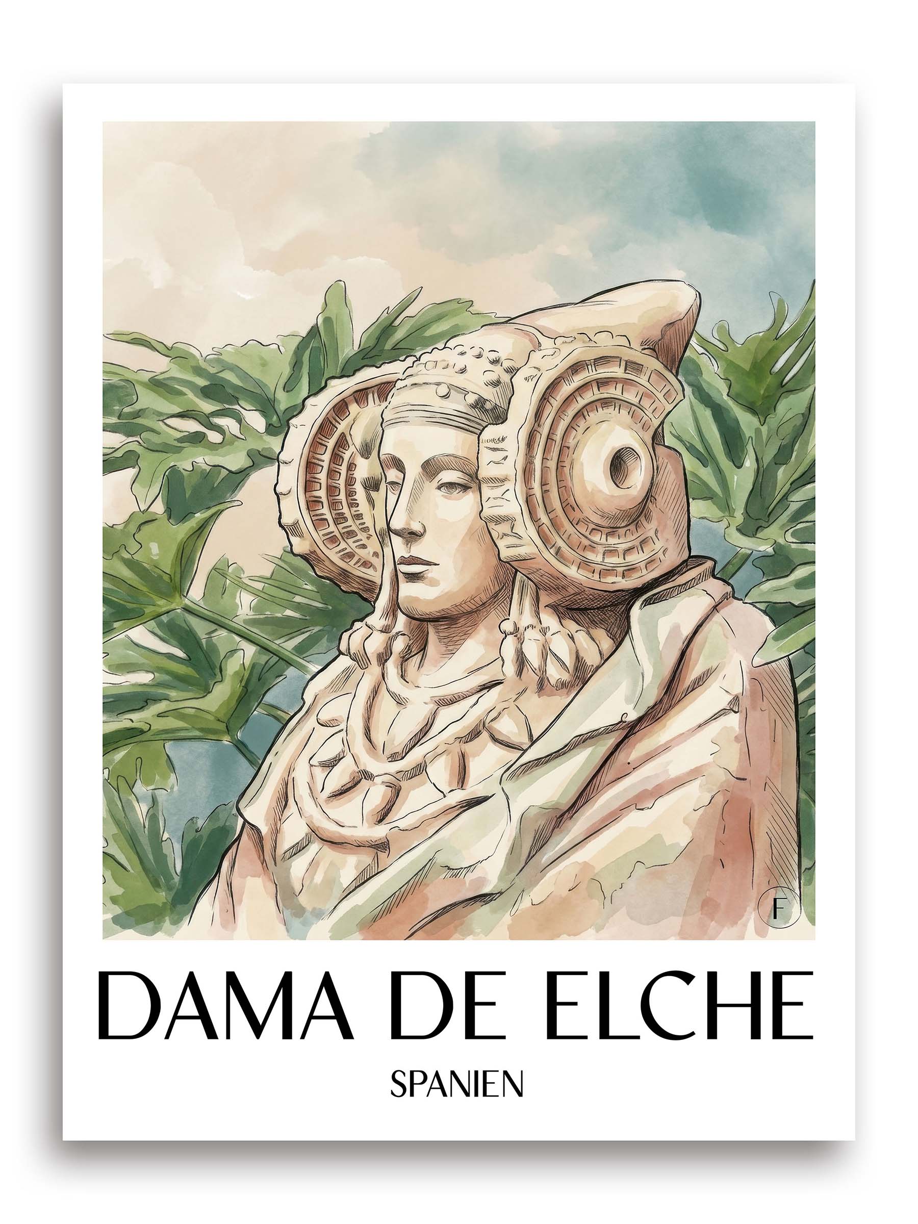 dama-de-elche-spanien-spanien-poster-aquarell