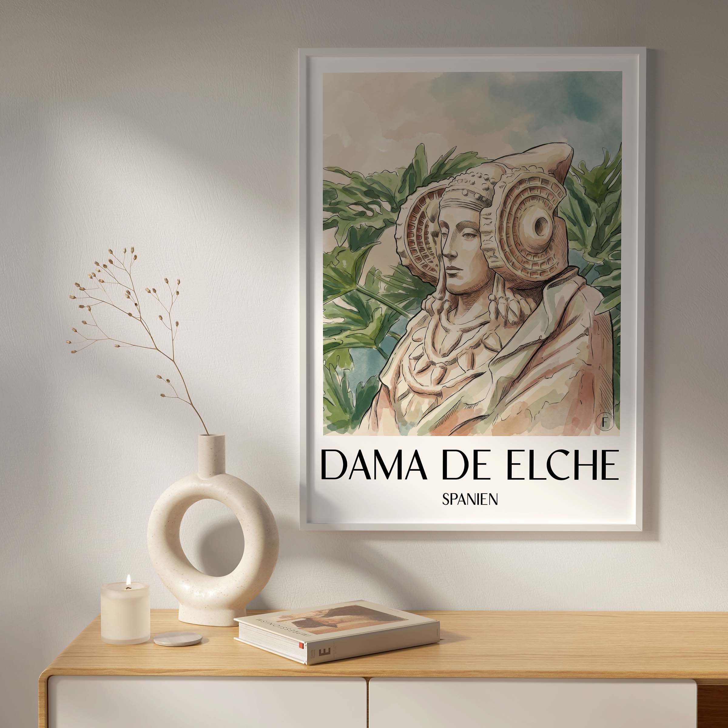 dama-de-elche-spanien-spanien-poster-aquarell