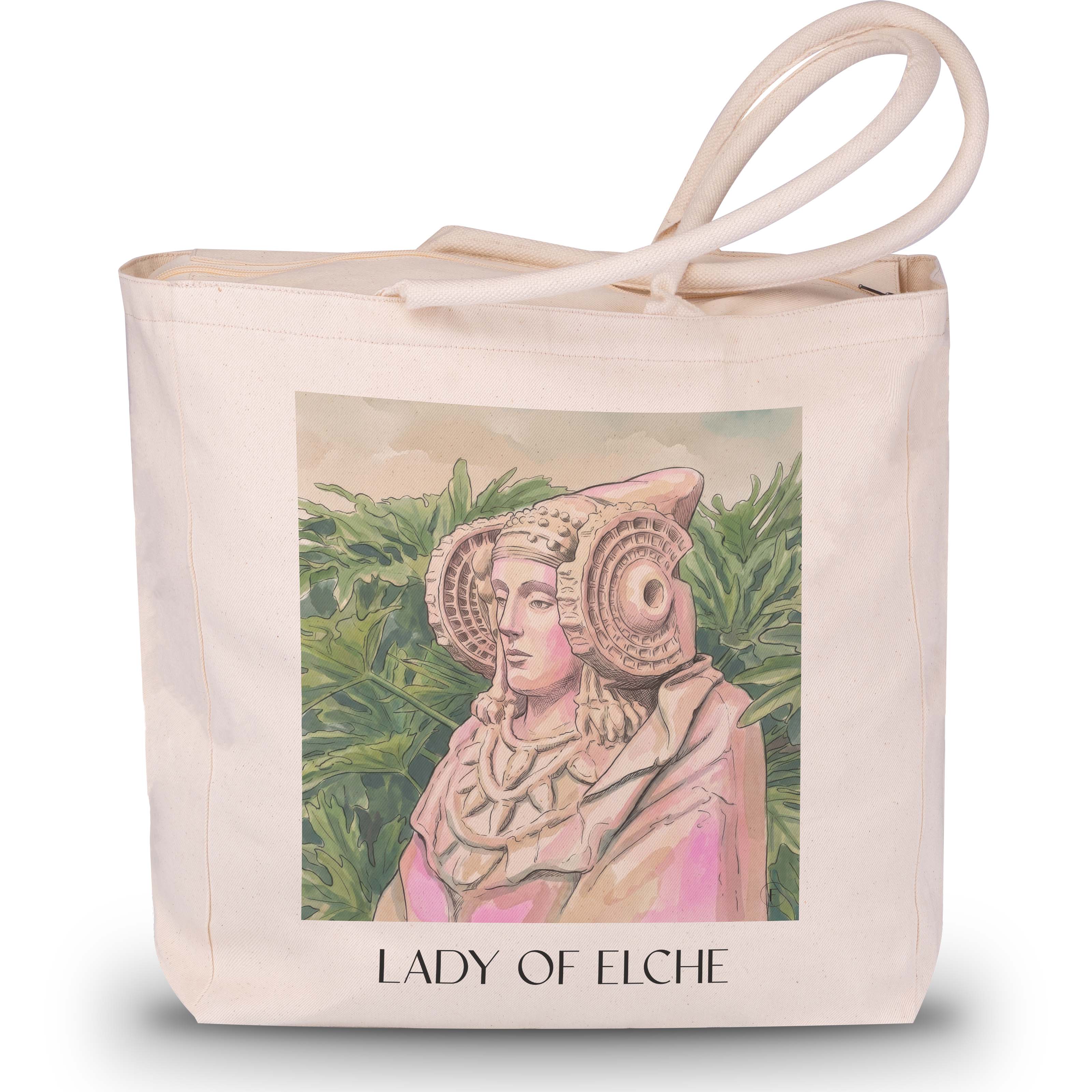 Dama de Elche Shopping Tasche - Spanien - Spanien Tote Bag - Einkaufstasche im Aquarell Pink Stil - favplace
