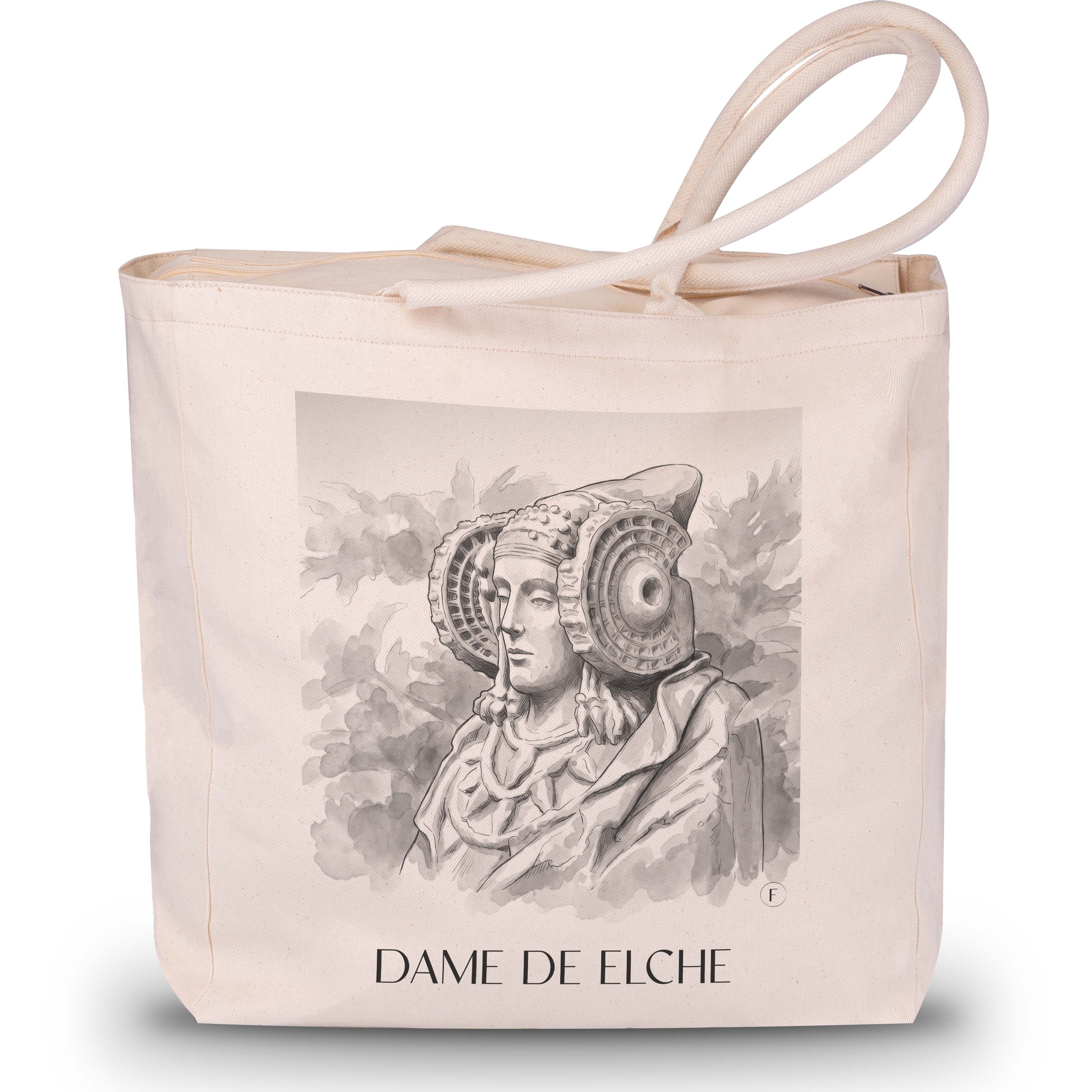 dama-de-elche-spanien-spanien-einkaufstasche-aquarell-schwarz-weiss