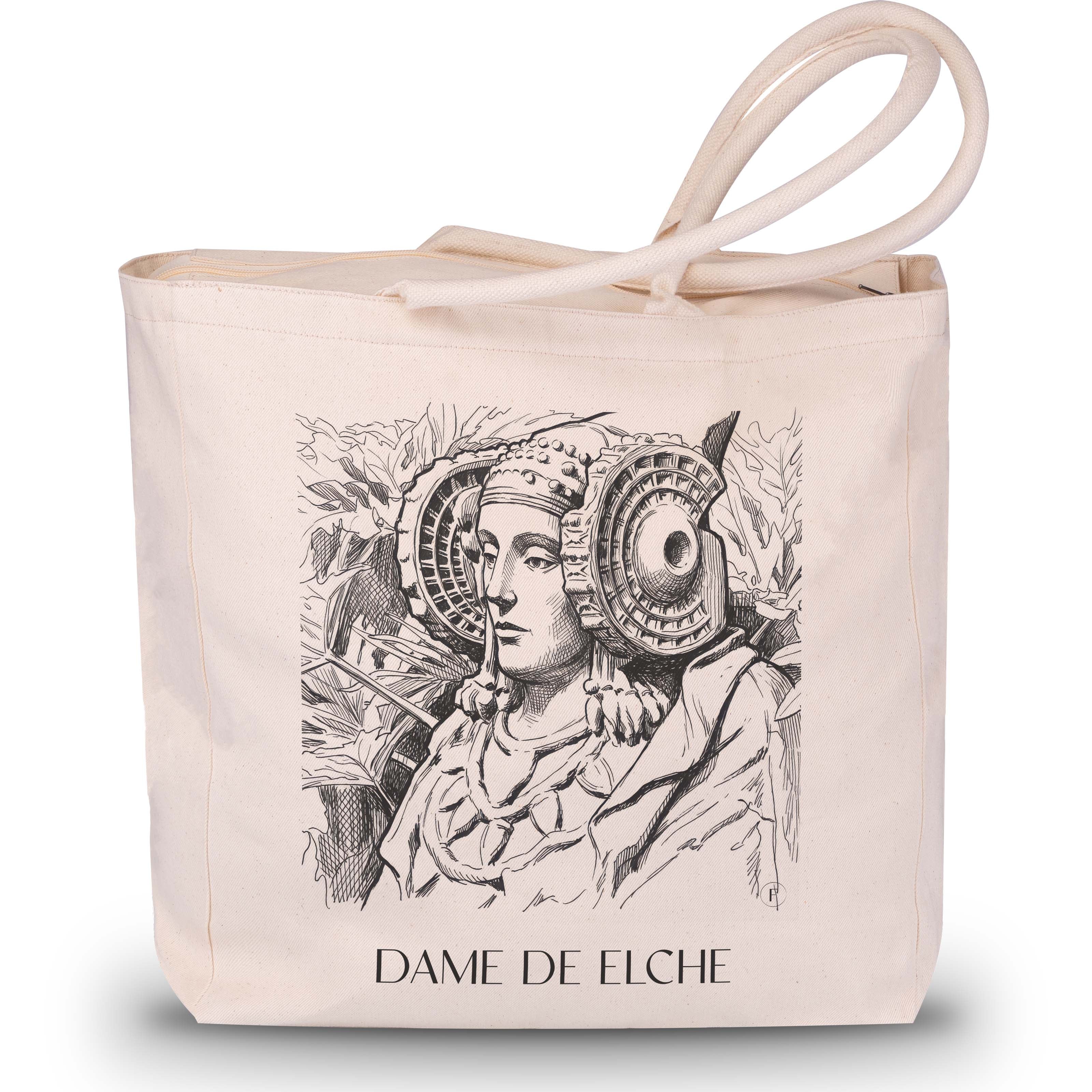 dama-de-elche-spanien-spanien-einkaufstasche-skizze