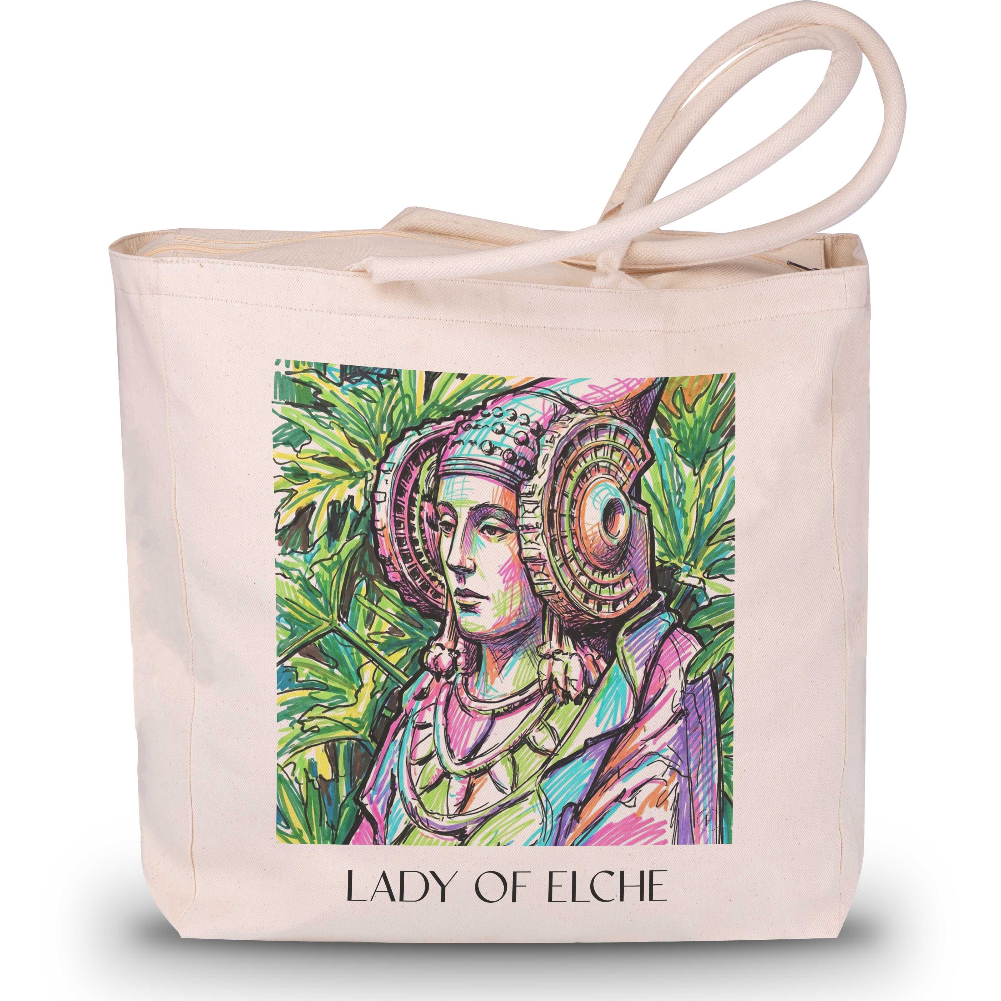 Dama de Elche Shopping Tasche - Spanien - Spanien Tote Bag - Einkaufstasche im Tag Graffiti Stil - favplace