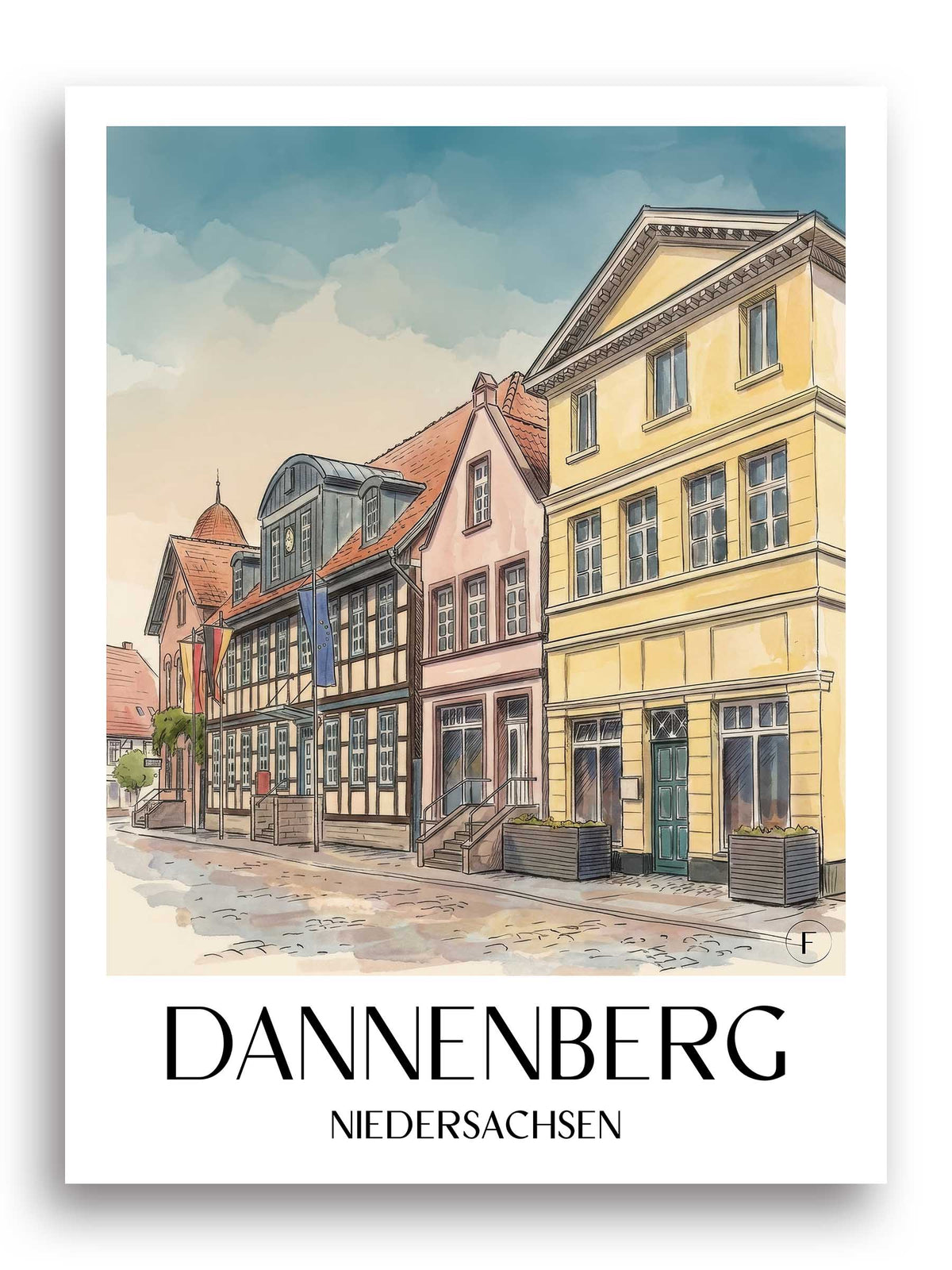 dannenberg-niedersachsen-deutschland-poster-aquarell
